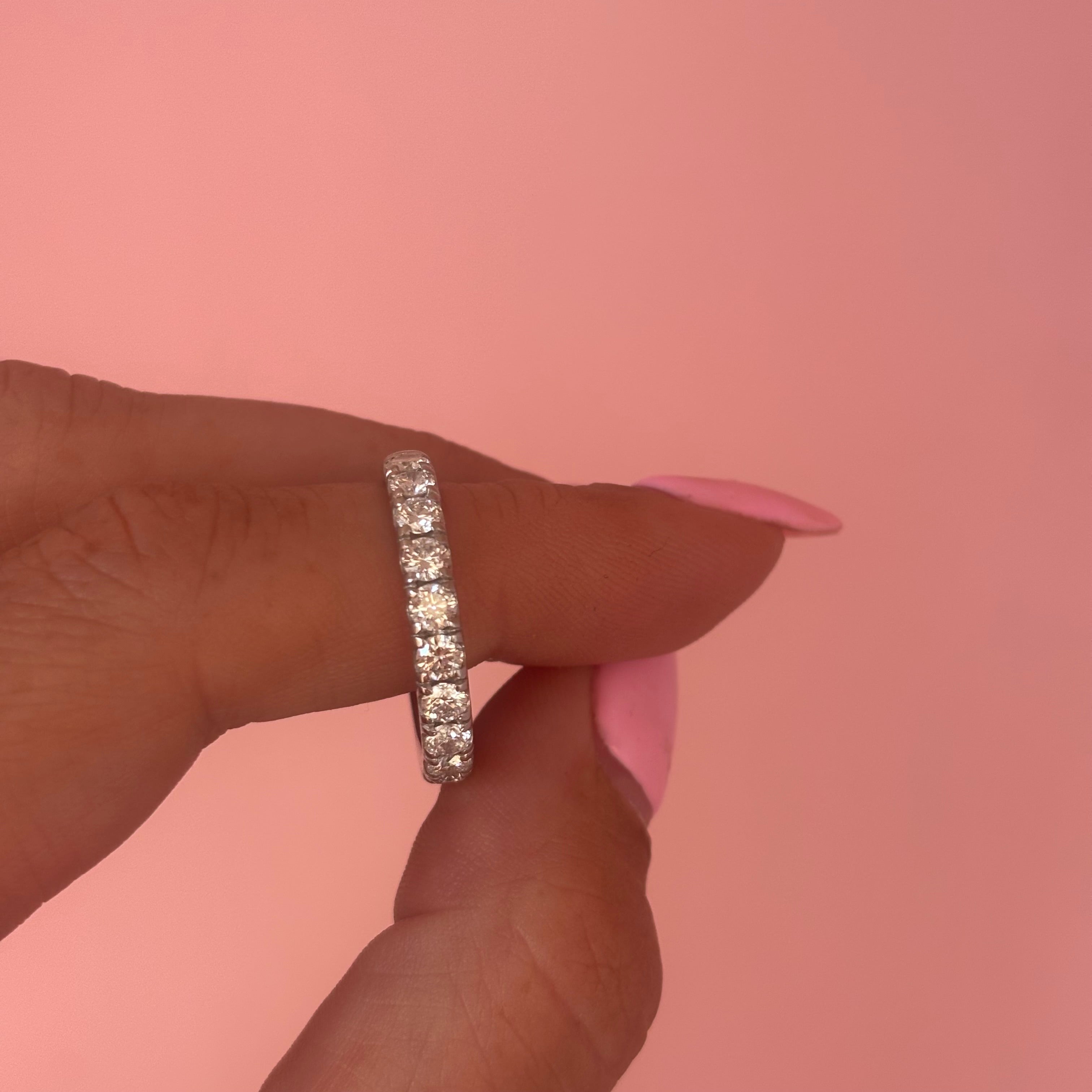 Platinum 1.0ct diamond half-eternity ring