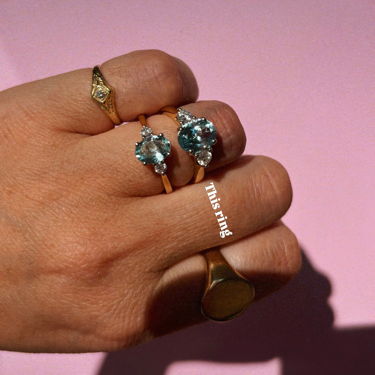 18ct gold 2.03ct aquamarine and 0.33ct diamond three stone ring (Made to order)