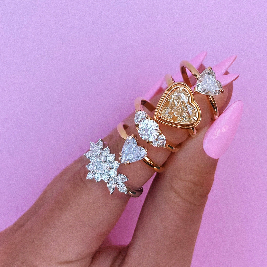 18ct white gold heart-shaped diamond cluster ring