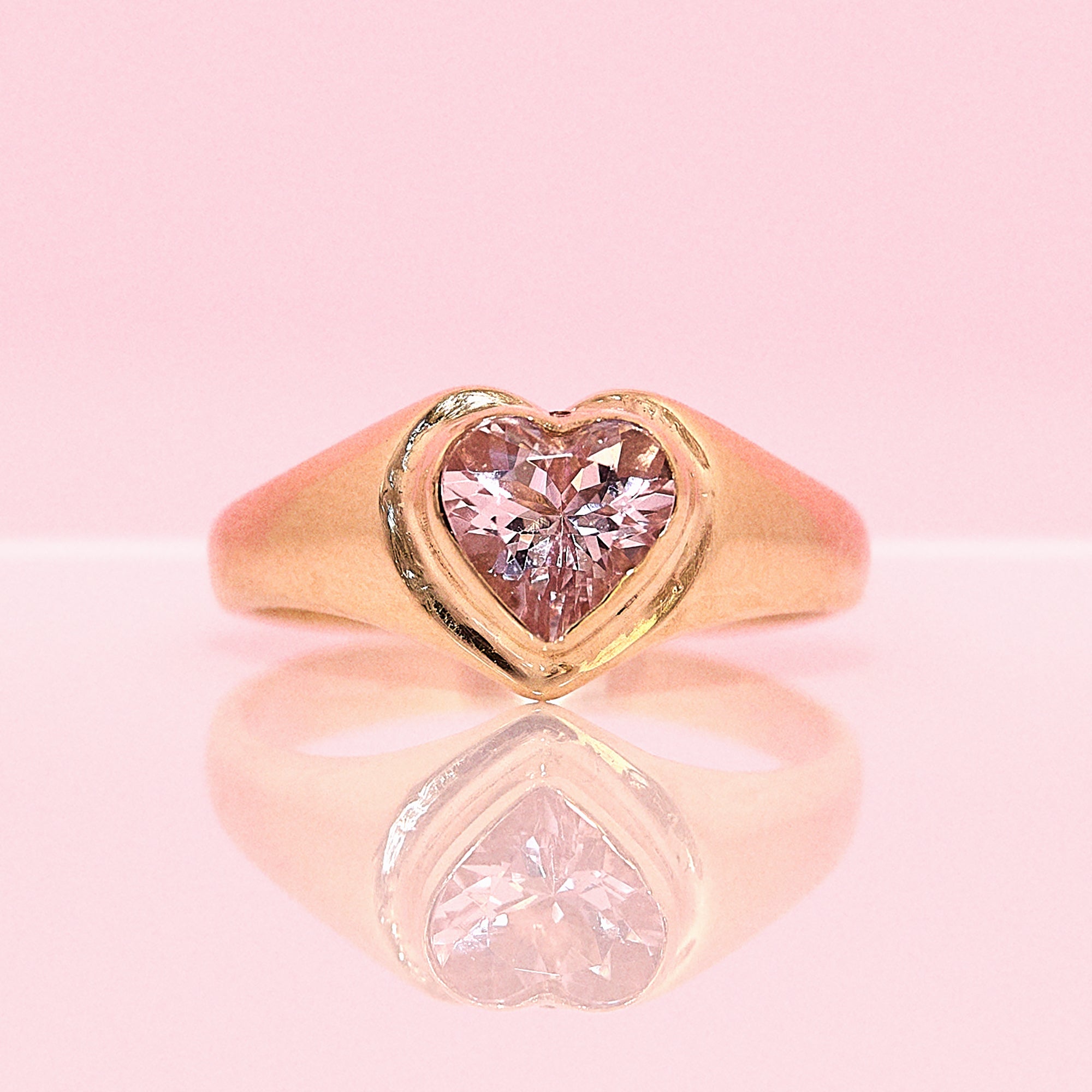 9ct gold heart-shaped morganite vintage signet ring (made to order)