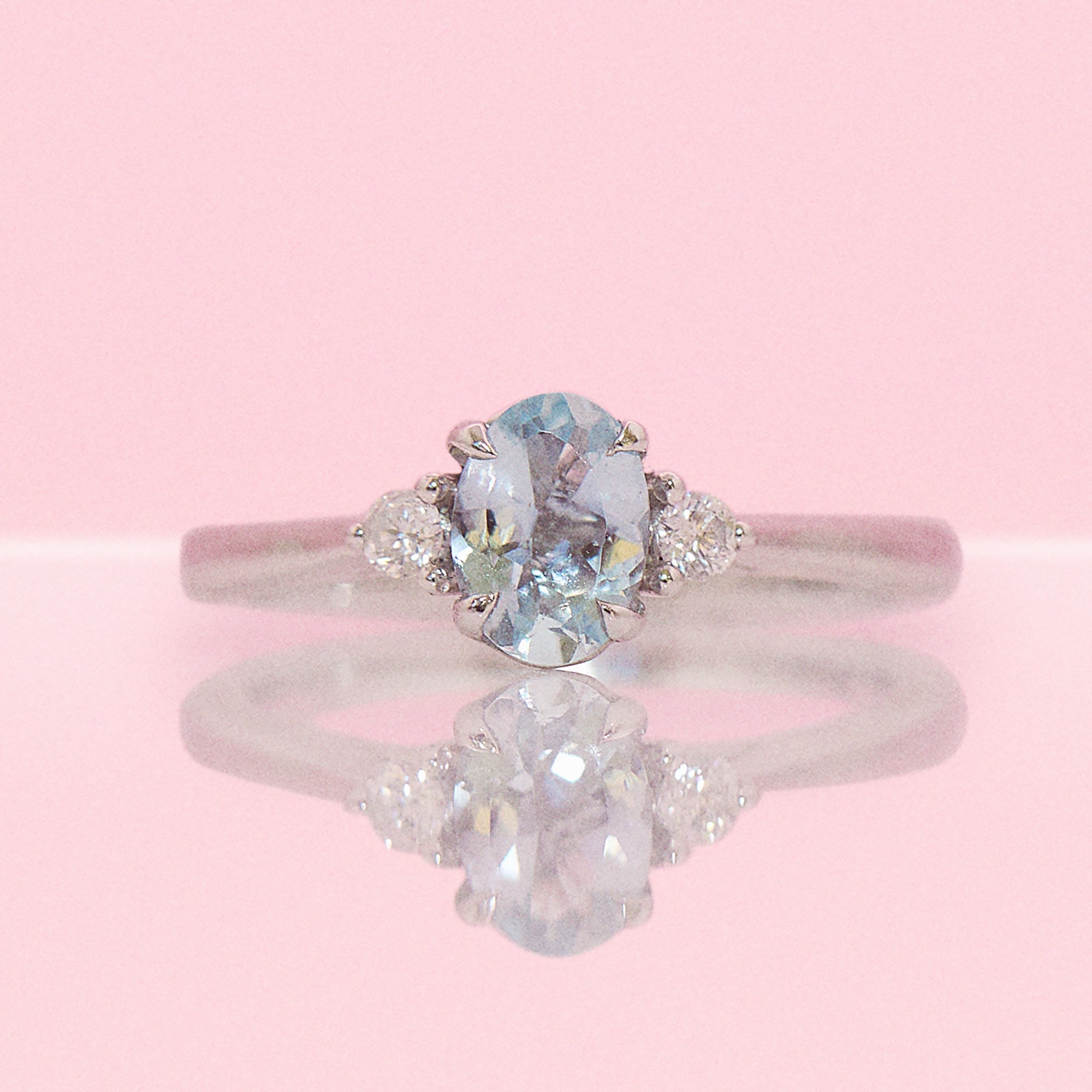 Platinum 0.61ct aquamarine and 0.10ct diamond ring
