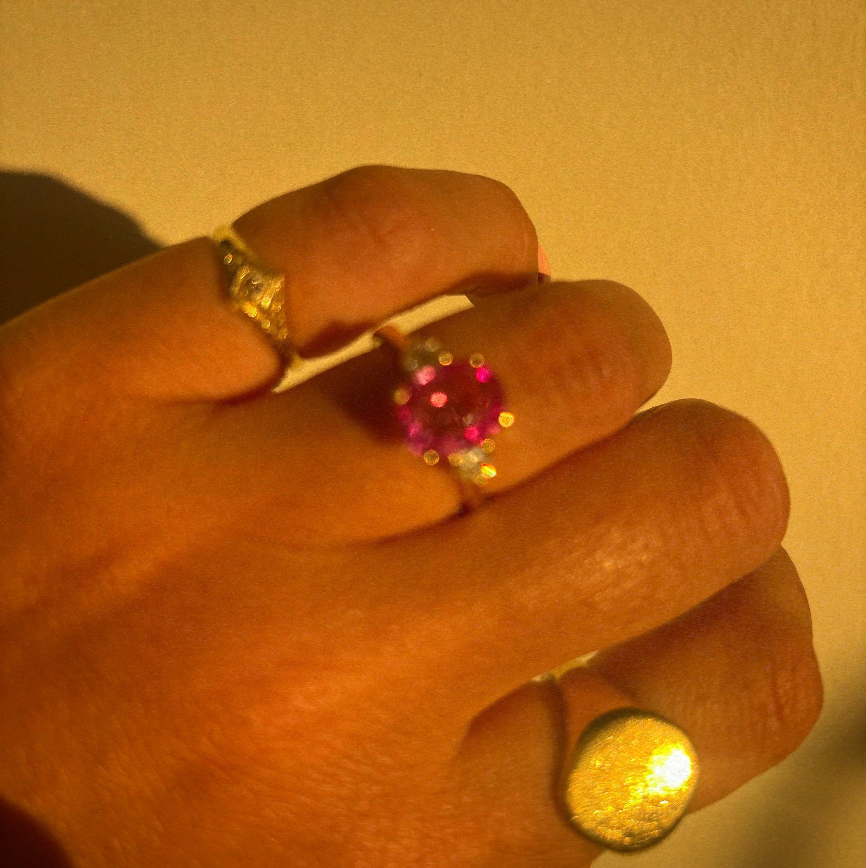 18ct gold 1.93ct pink sapphire and diamond three stone ring (made to order)