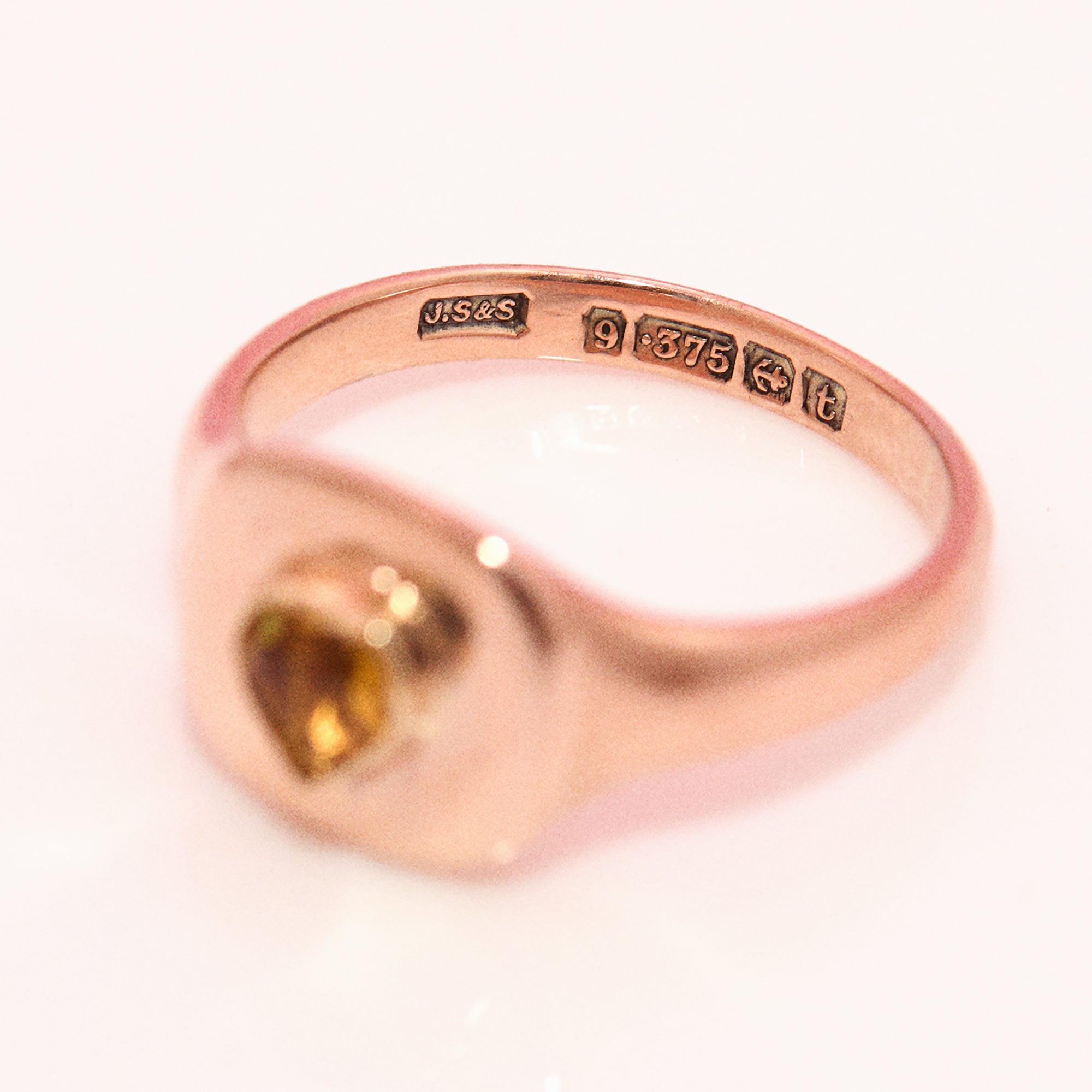 9ct gold heart shaped citrine signet ring from 1983