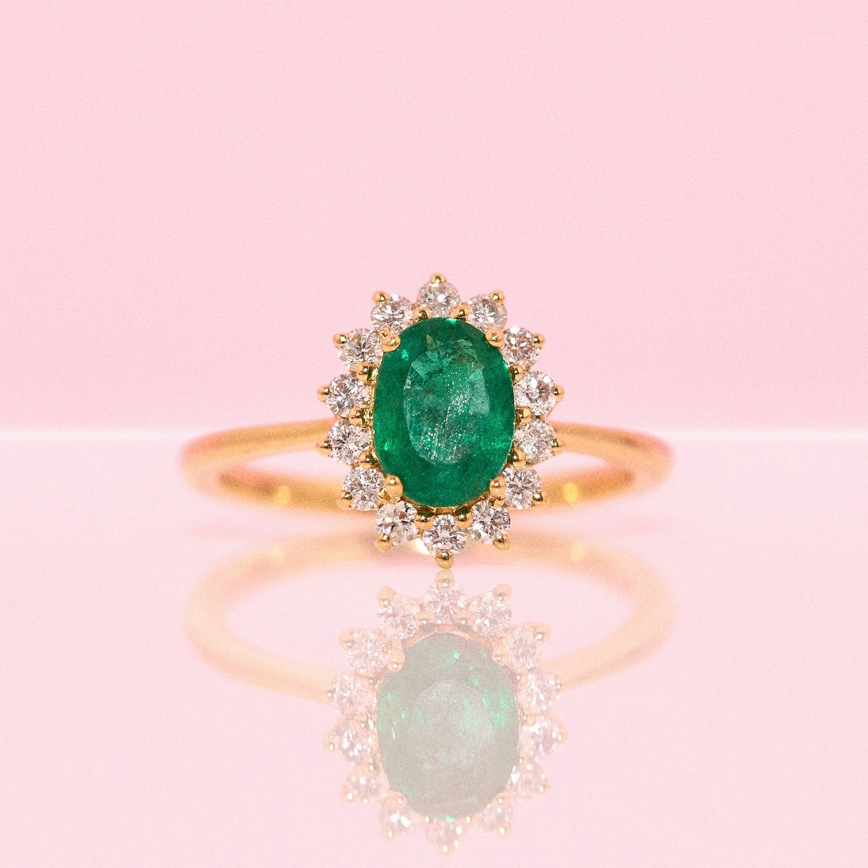 18ct gold 0.99ct emerald and diamond cluster ring (made to order)