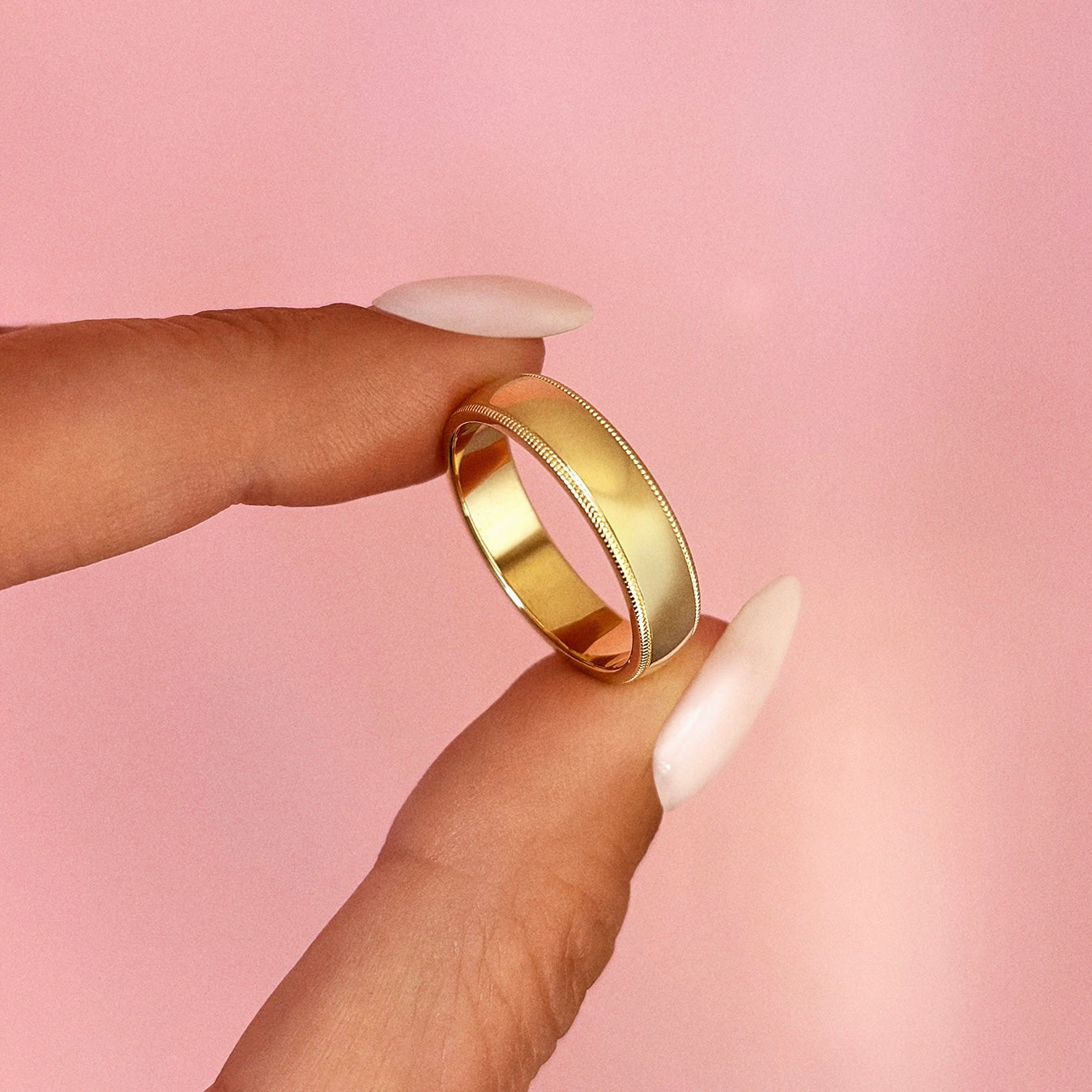 9ct gold mens beaded edge ring