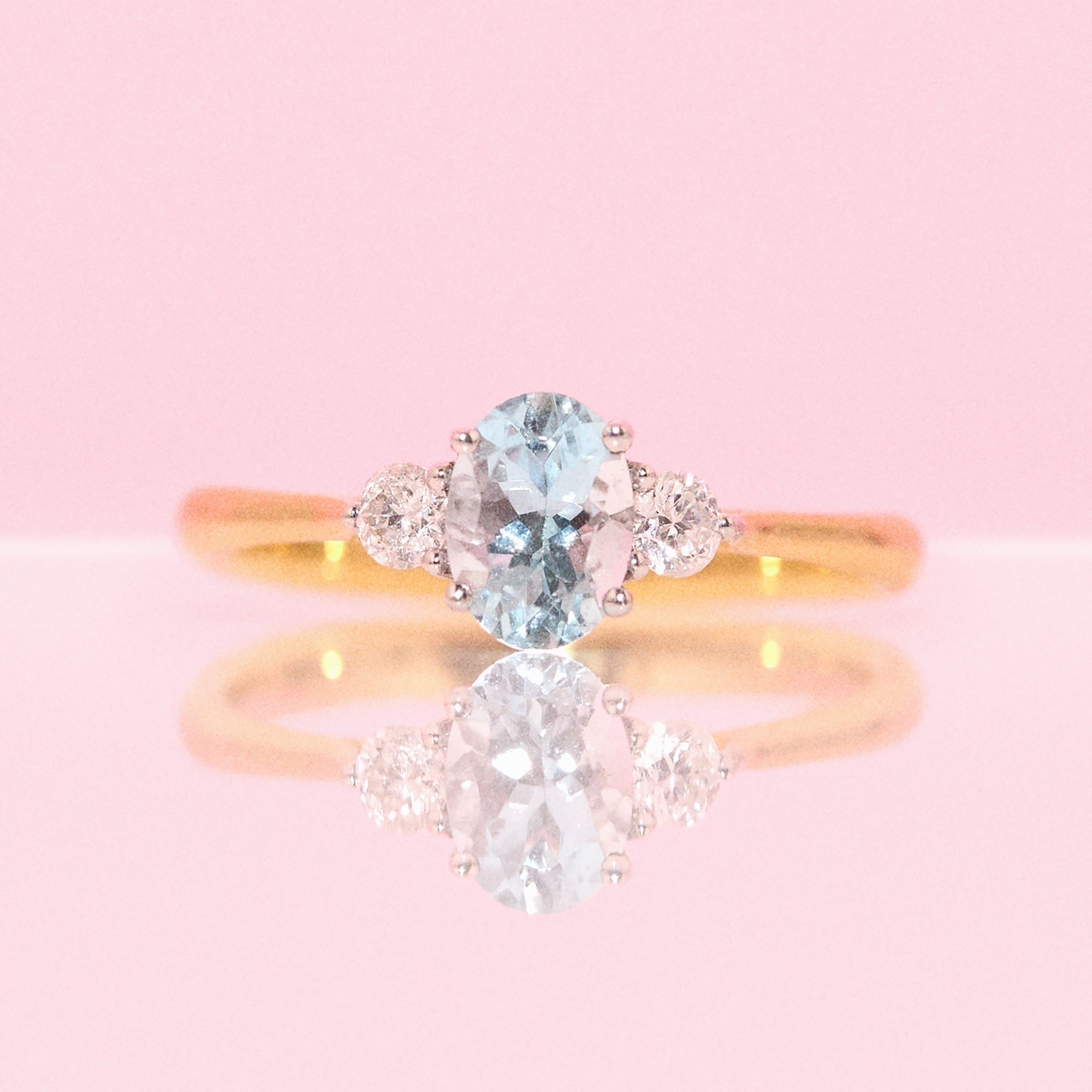 18ct gold aquamarine ring with various birthstone options (made to order)
