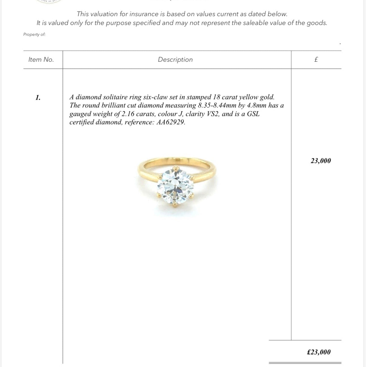 18ct yellow gold 2.16ct 1920’s cut diamond ring (made to order)