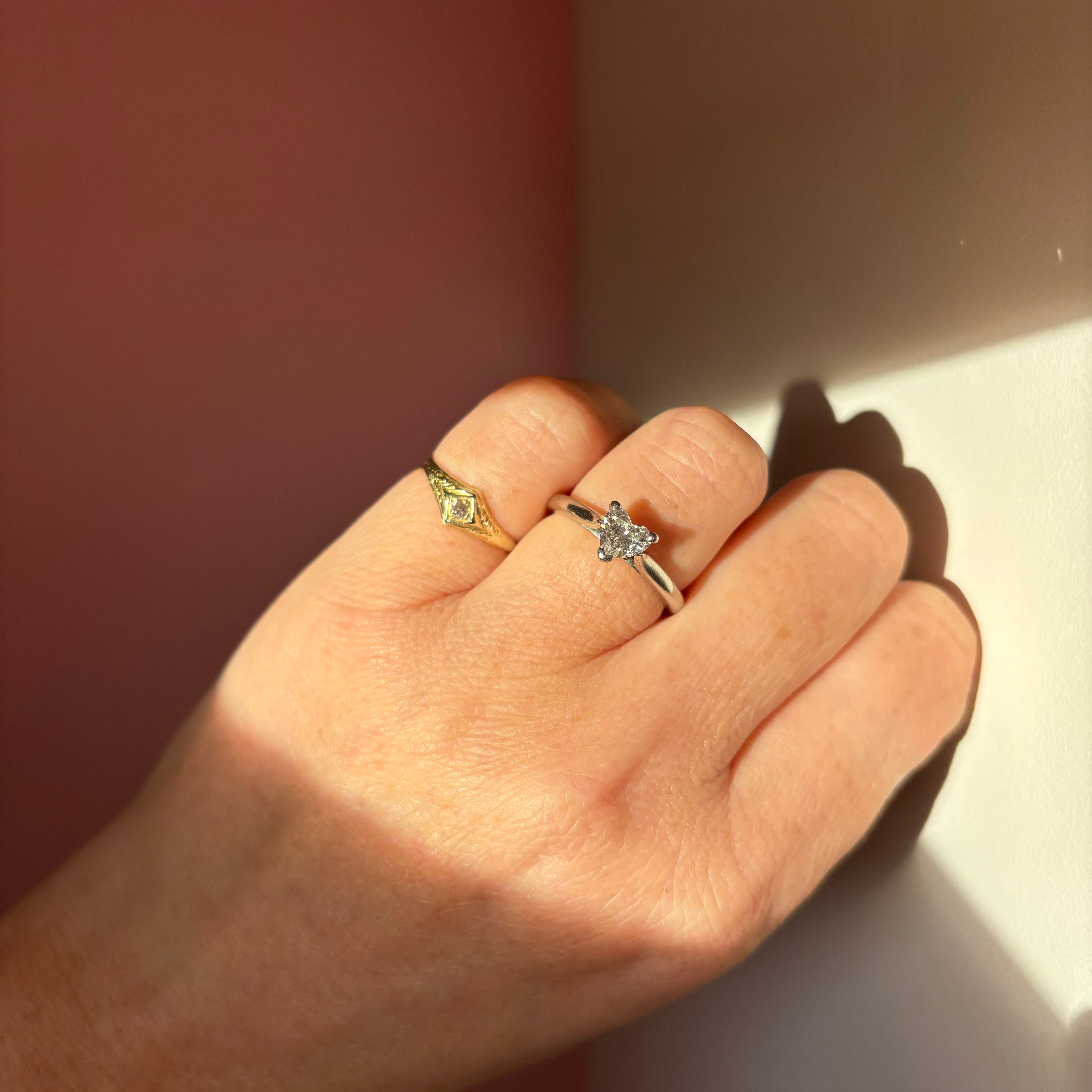 Platinum 0.75ct heart diamond ring