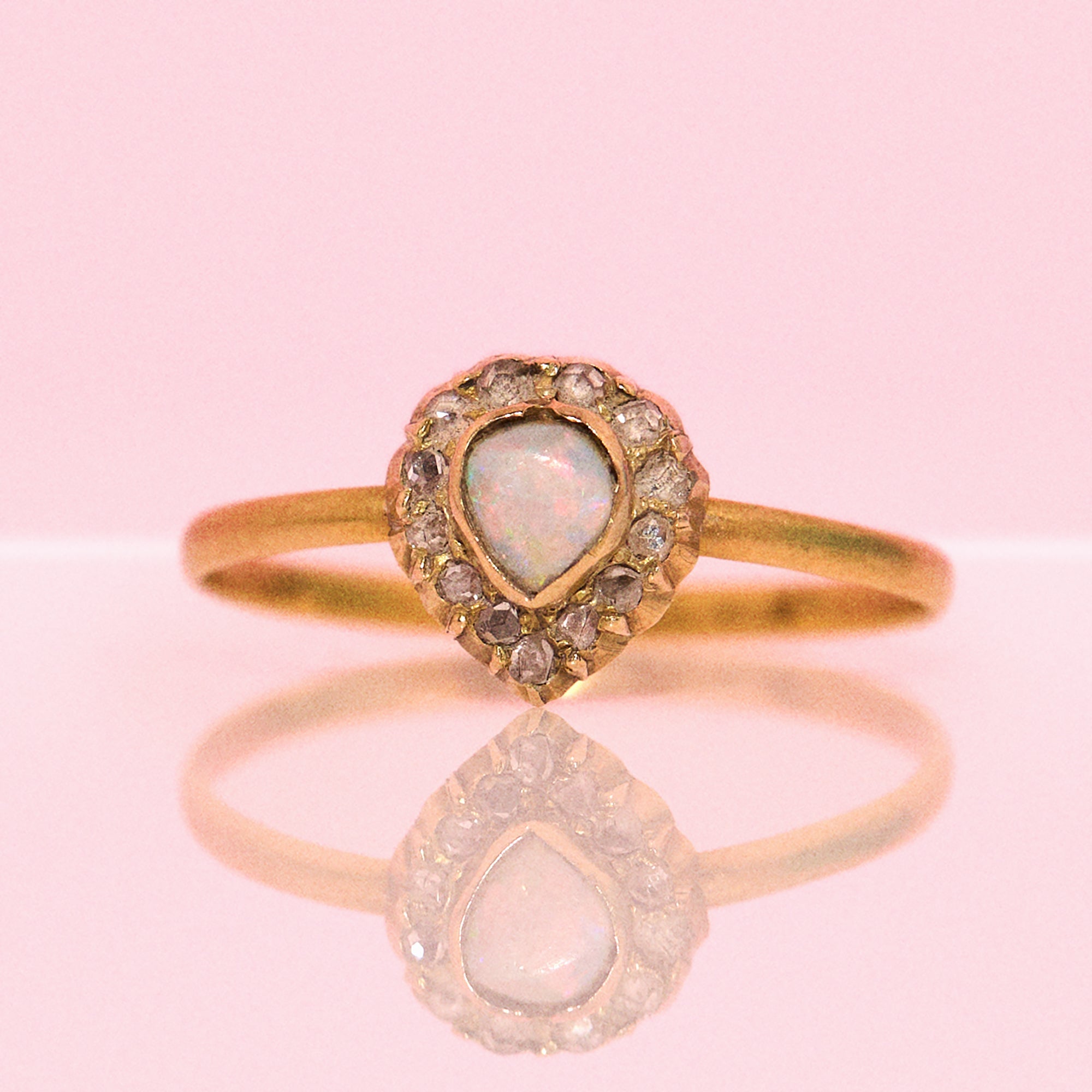 18ct gold antique opal and diamond pin conversion ring