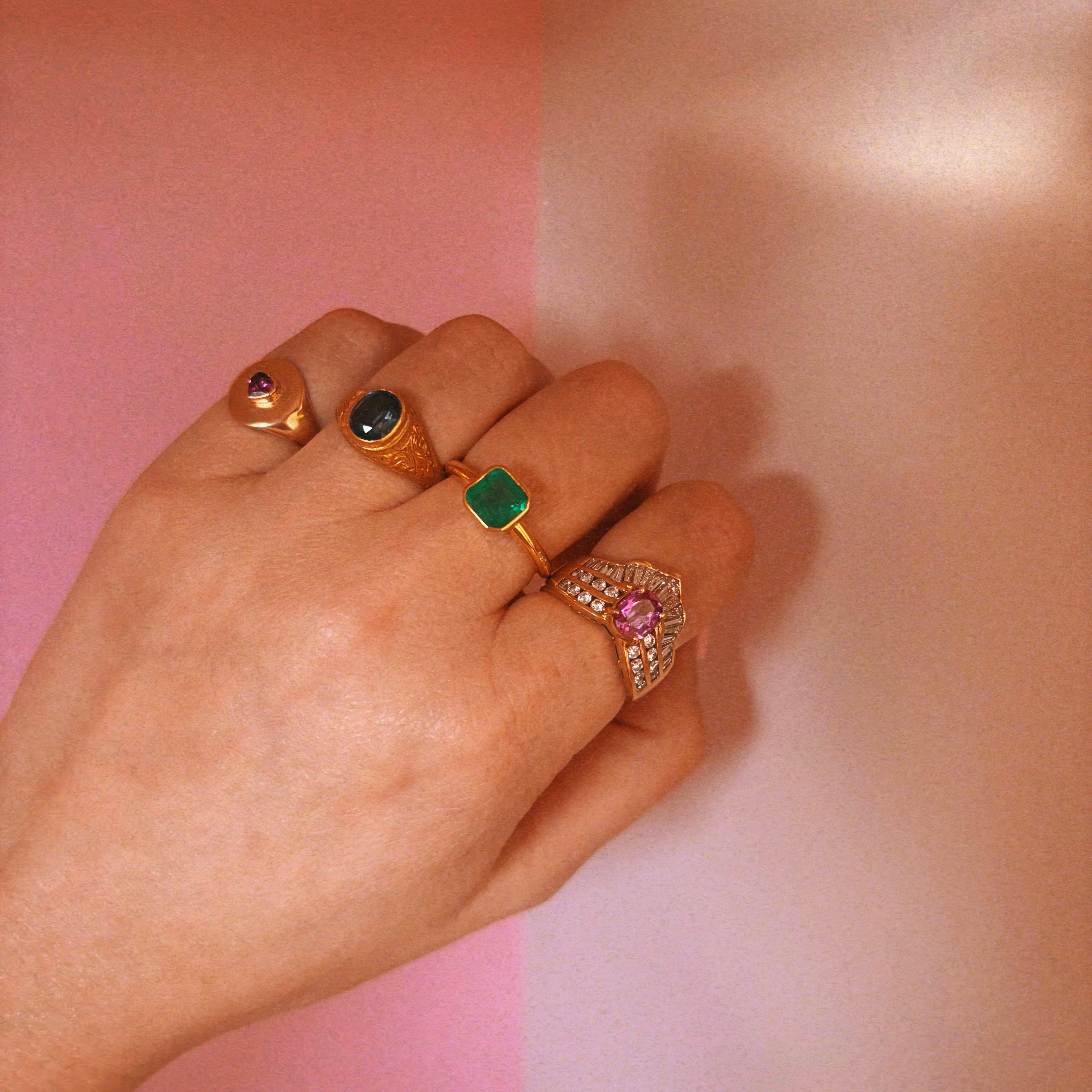 14ct gold bezel-set, asscher cut emerald ring (made to order)