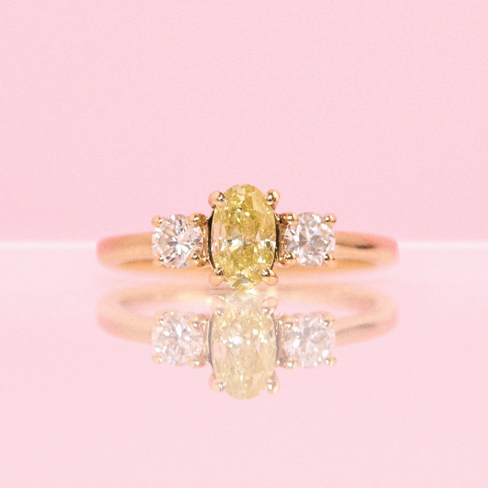 18ct gold 0.91ct yellow diamond three stone ring (made to order)