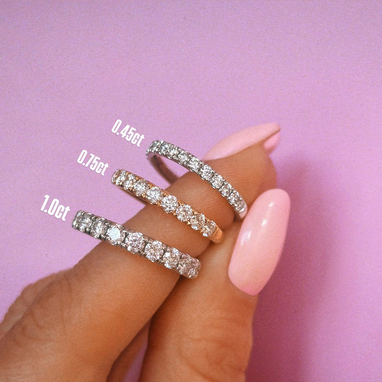 18ct gold 0.75ct diamond half-eternity ring