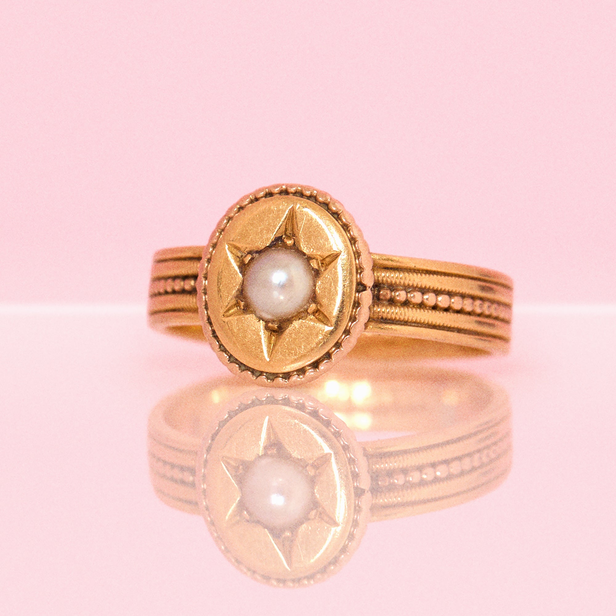 18ct gold Victorian starburst pearl ring