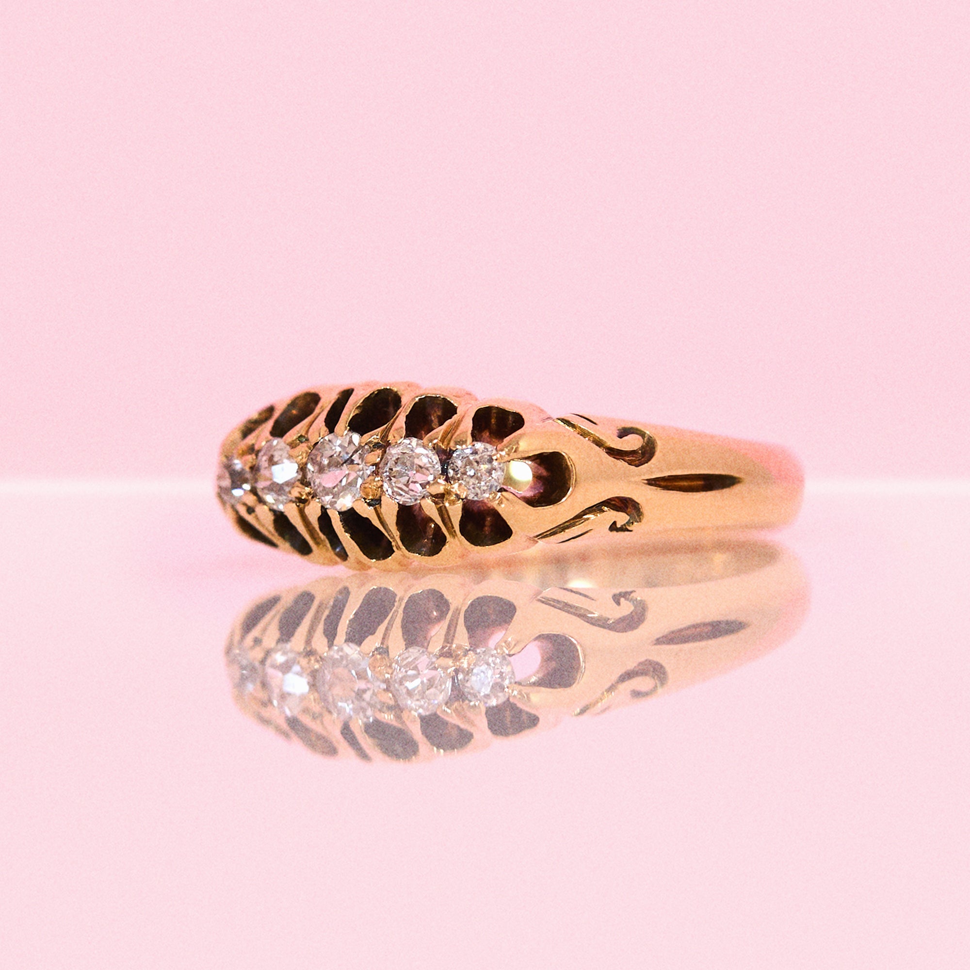 18ct gold diamond five stone ring from 1907