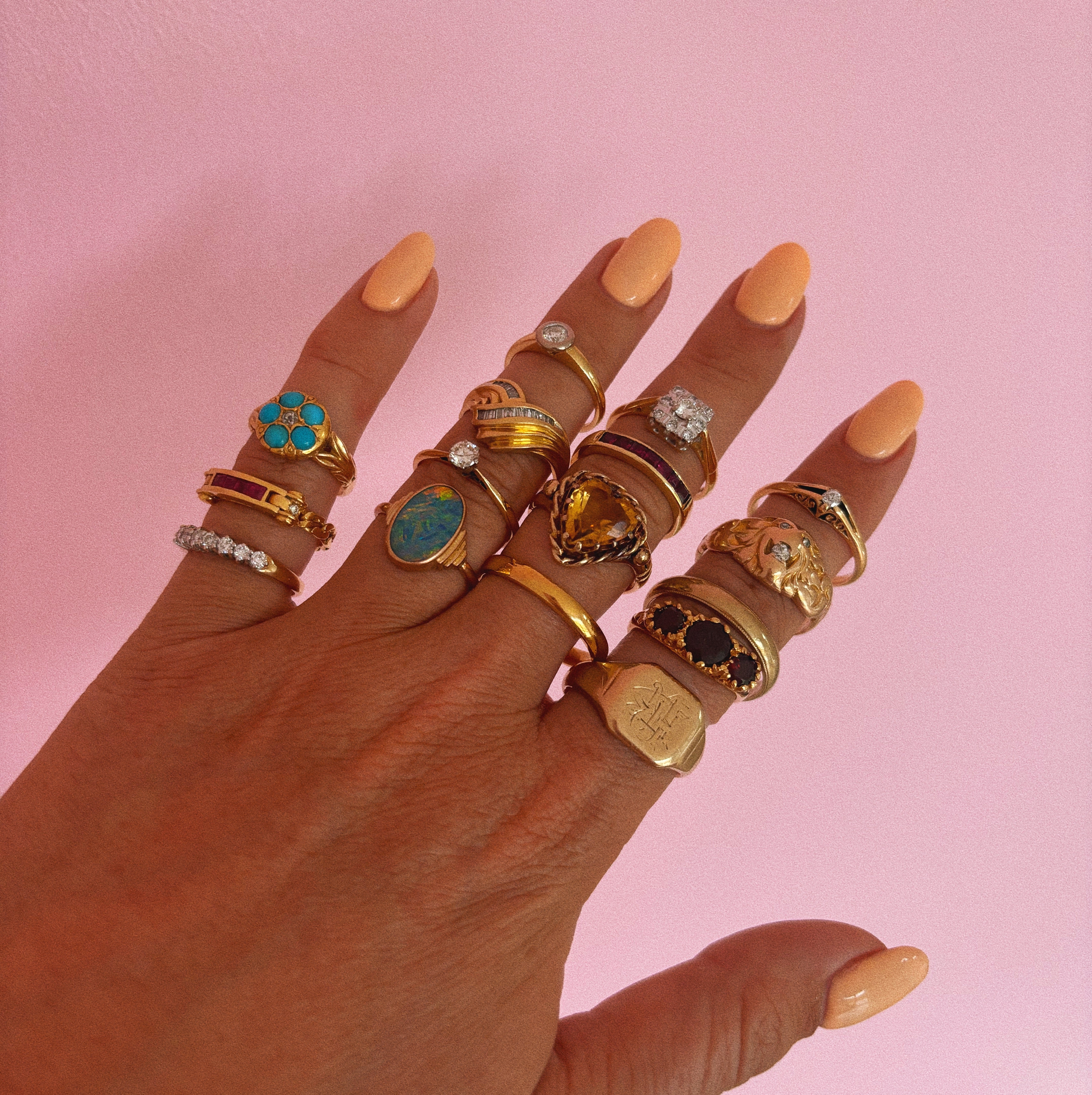 18ct gold turquoise and a diamond flower ring