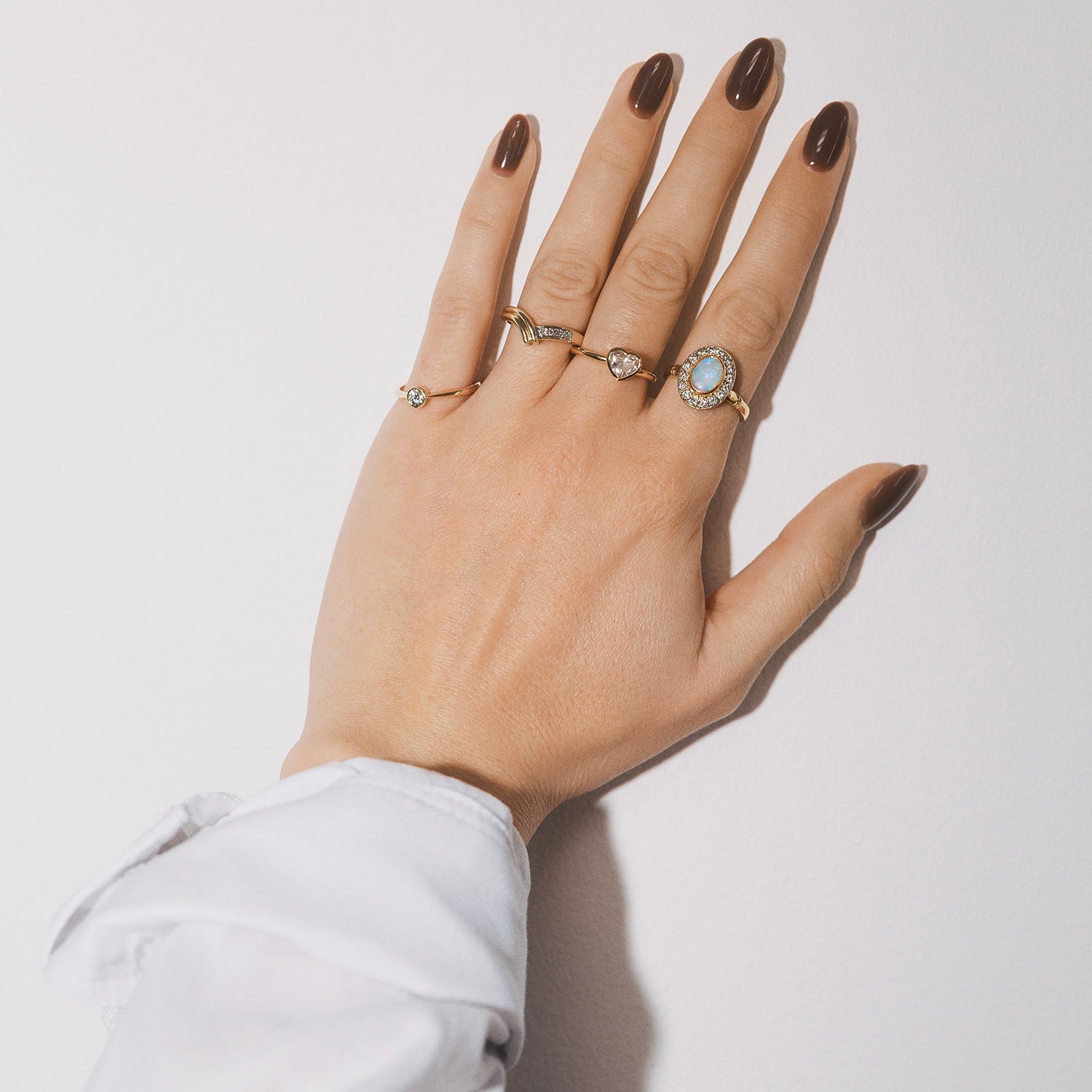 18ct gold bezel set opal and diamond ring from 1993