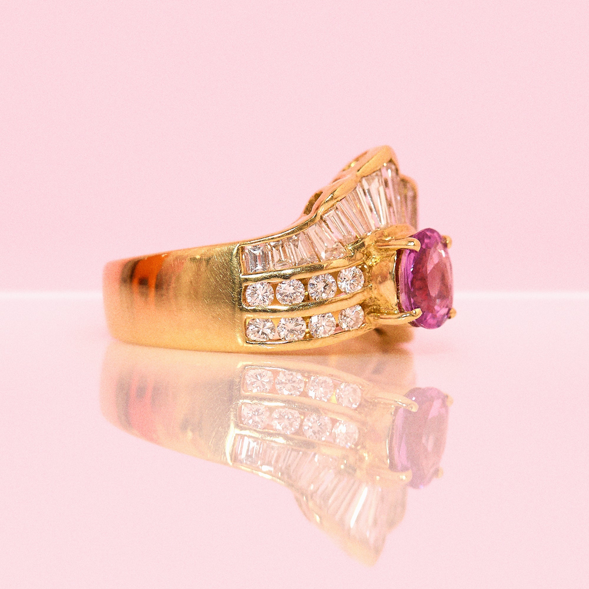 18ct gold 0.97ct ruby and diamond crown ring