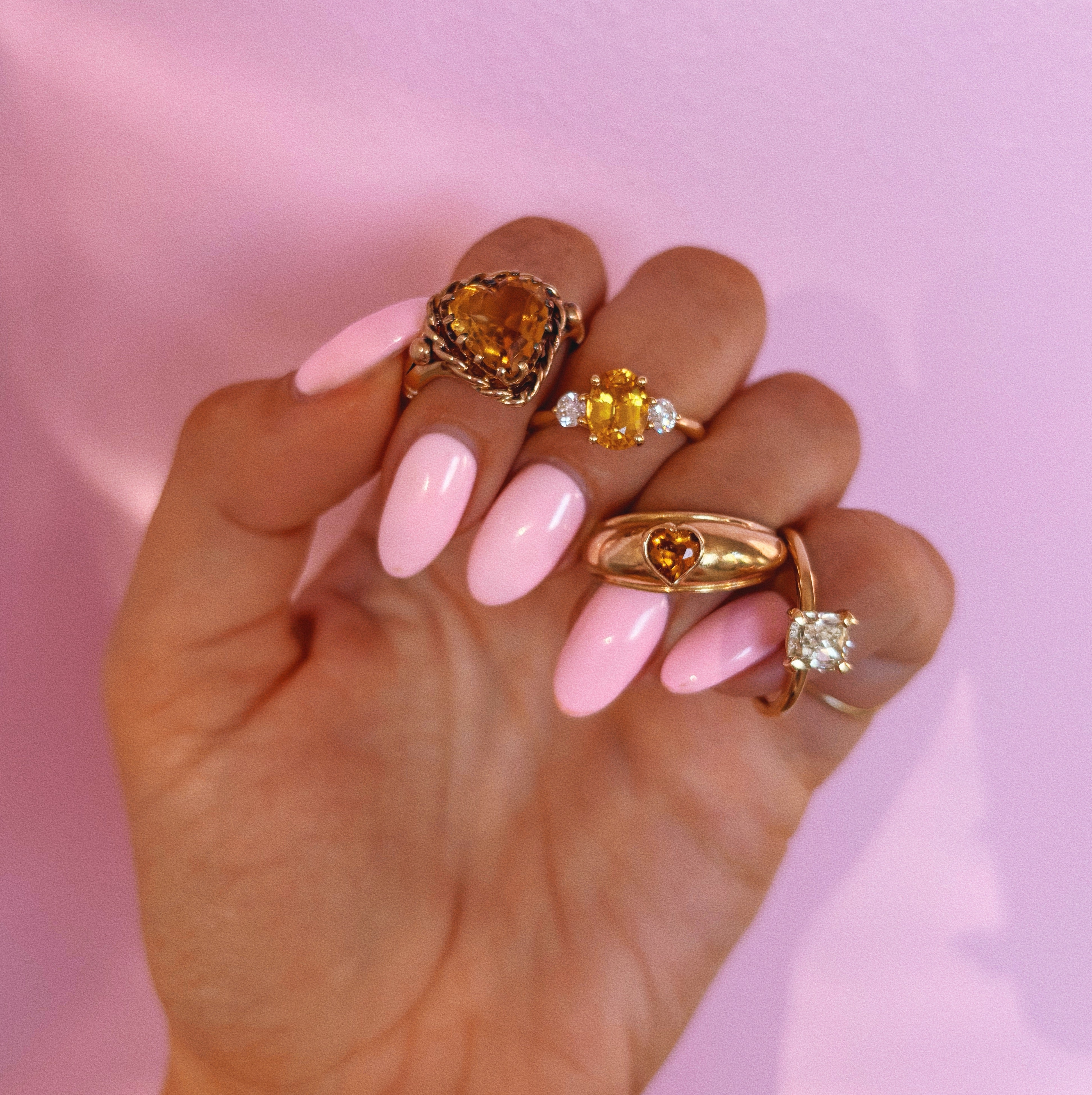 18ct gold yellow sapphire and diamond three stone ring (made to order)