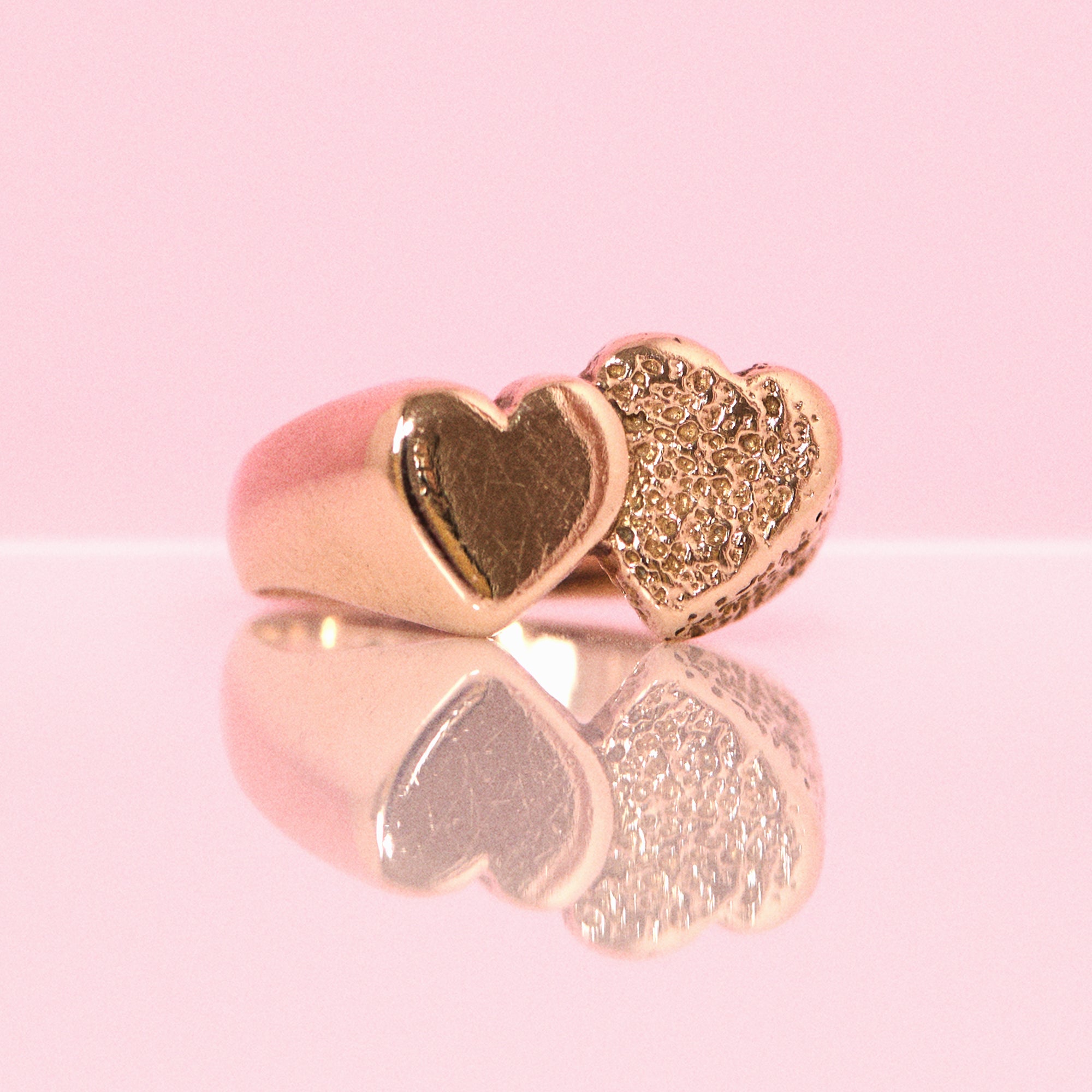 9ct gold double heart ring