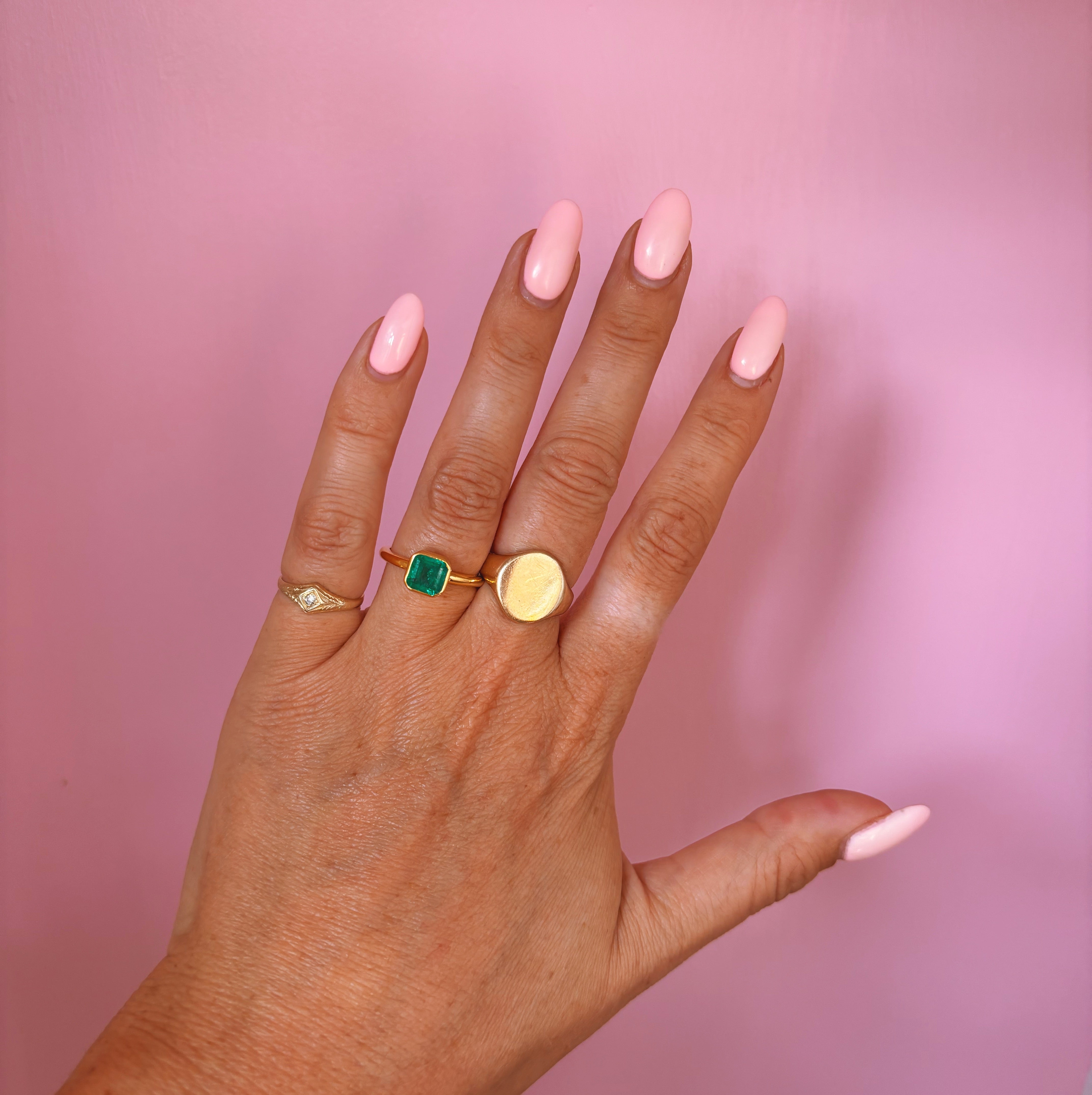 14ct gold bezel-set, asscher cut emerald ring (made to order)