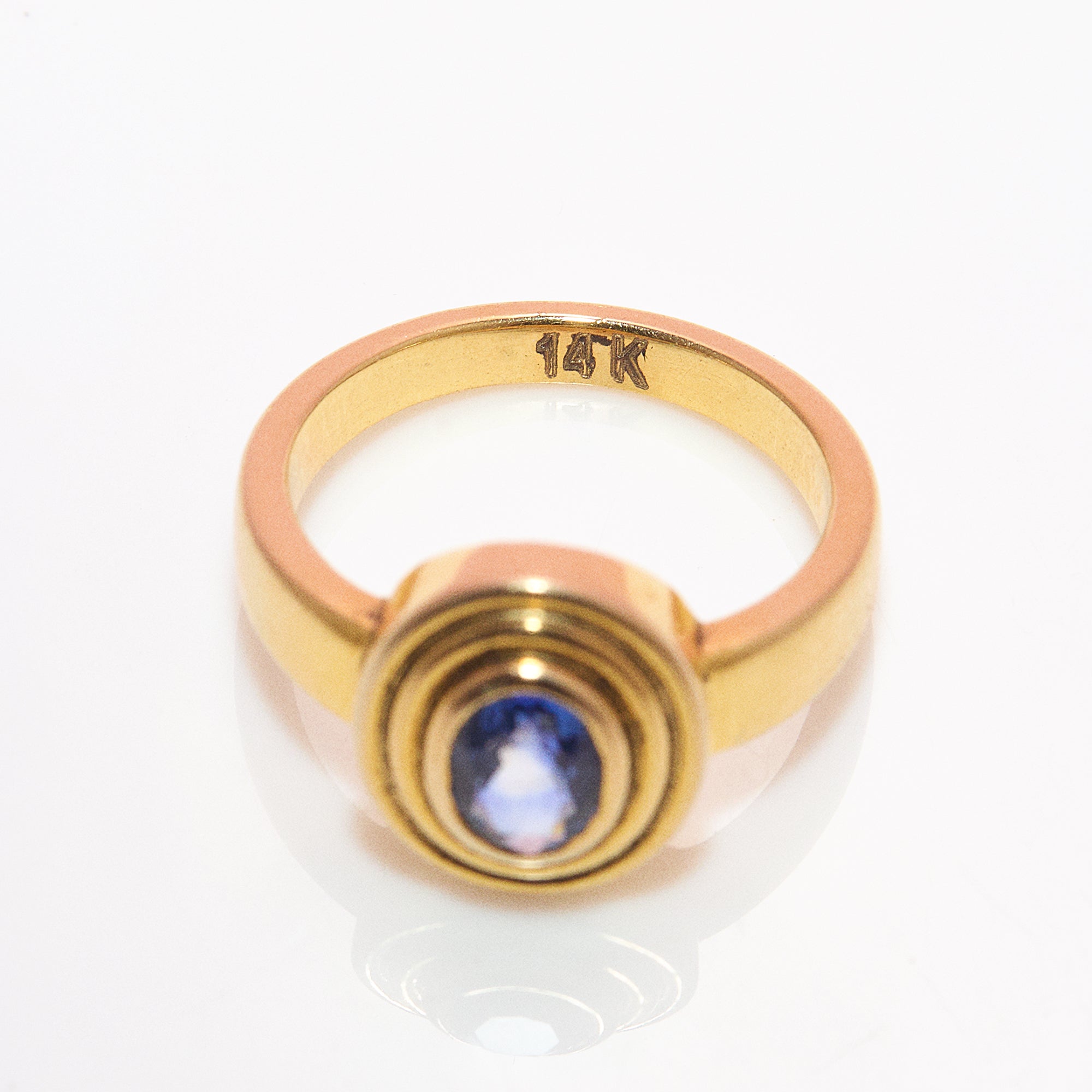 14ct gold sapphire bezel set ring
