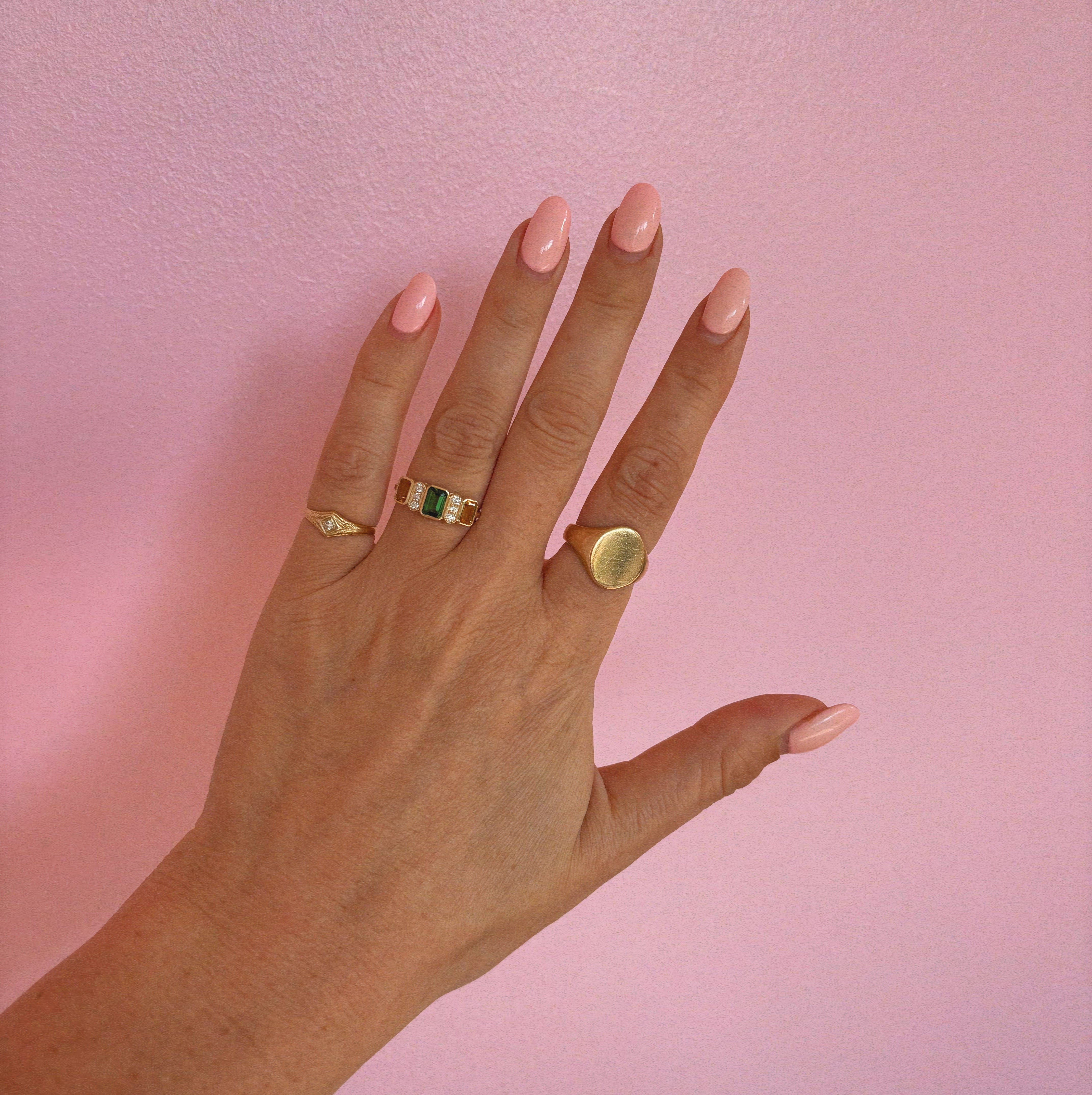 9ct gold green tourmaline, citrine and diamond ring (made to order)