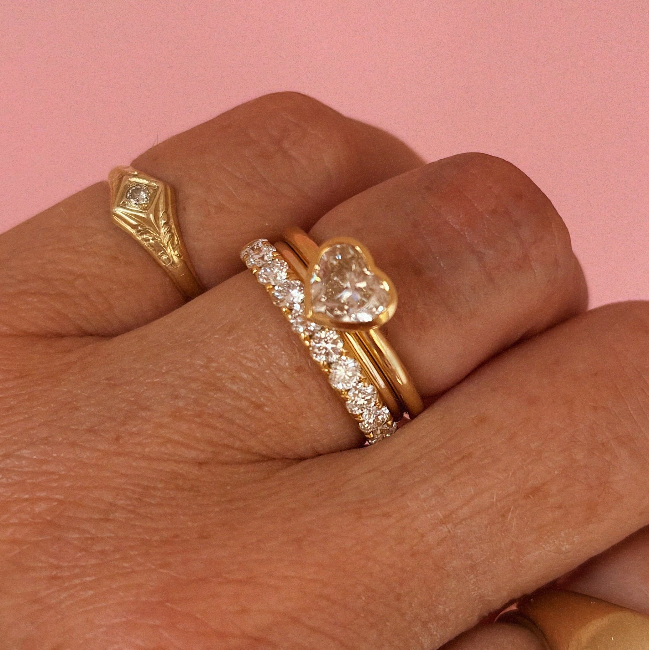 18ct gold bezel set 1.07ct heart-shaped diamond ring (made to order)