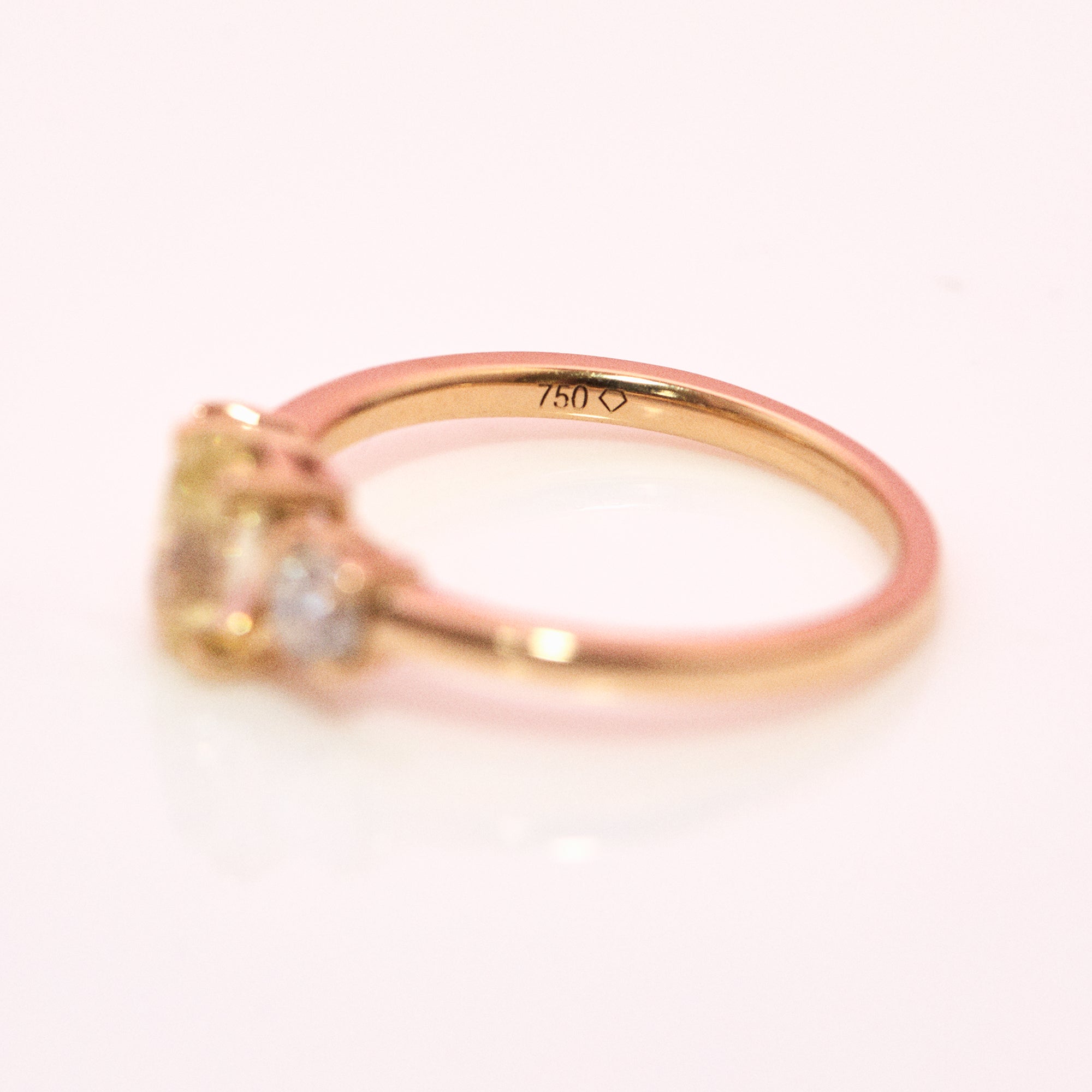 18ct gold 0.91ct yellow diamond three stone ring (made to order)