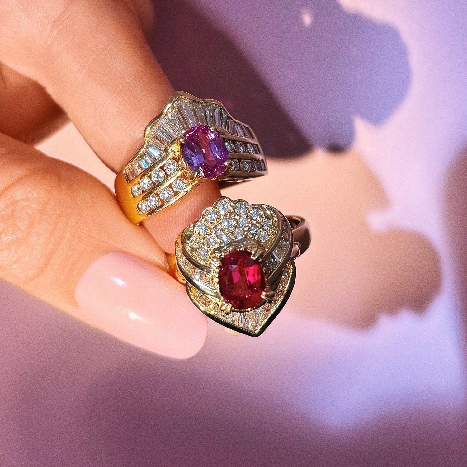 18ct gold ruby and diamond cluster ring
