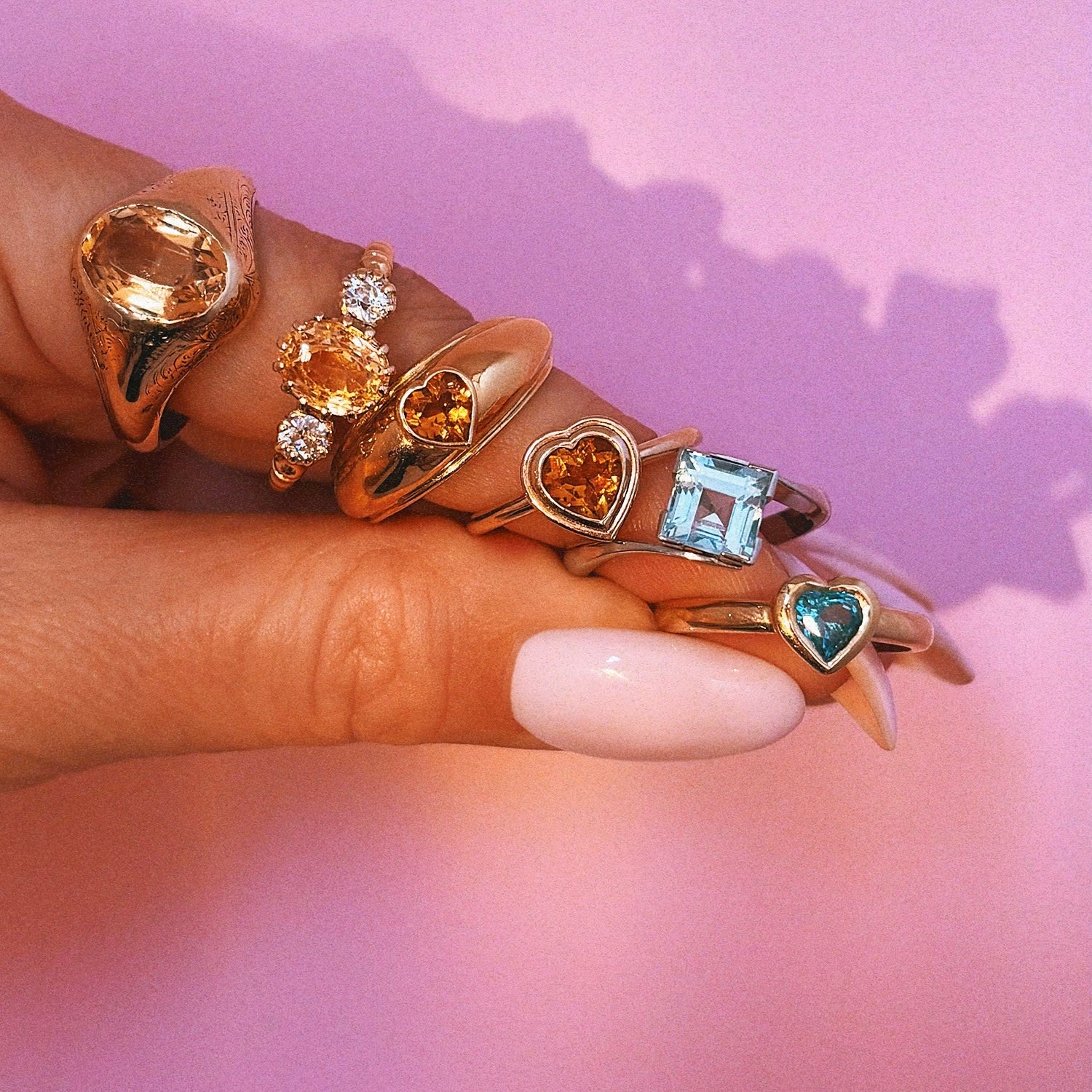 14ct gold heart shaped citrine signet ring