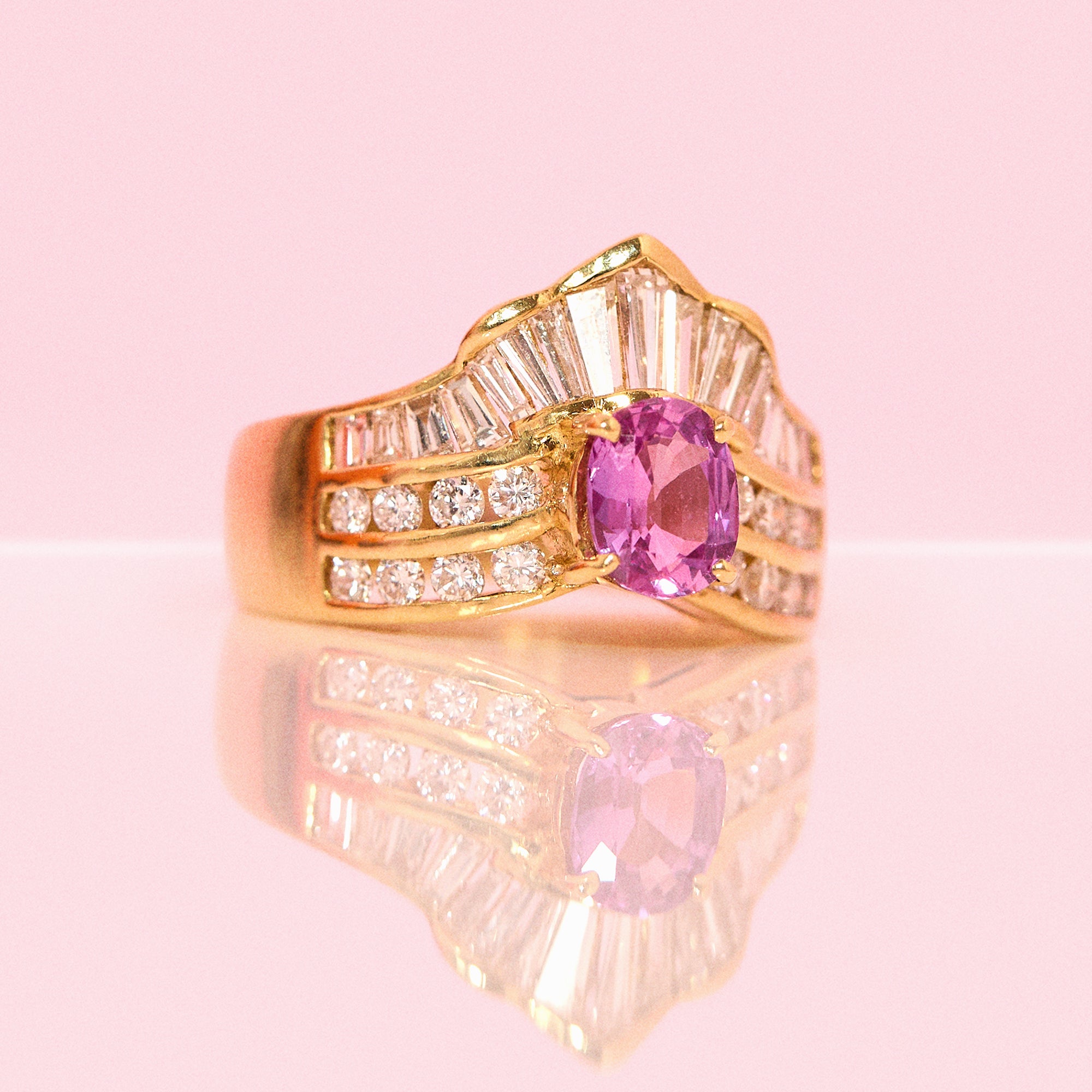 18ct gold 0.97ct ruby and diamond crown ring