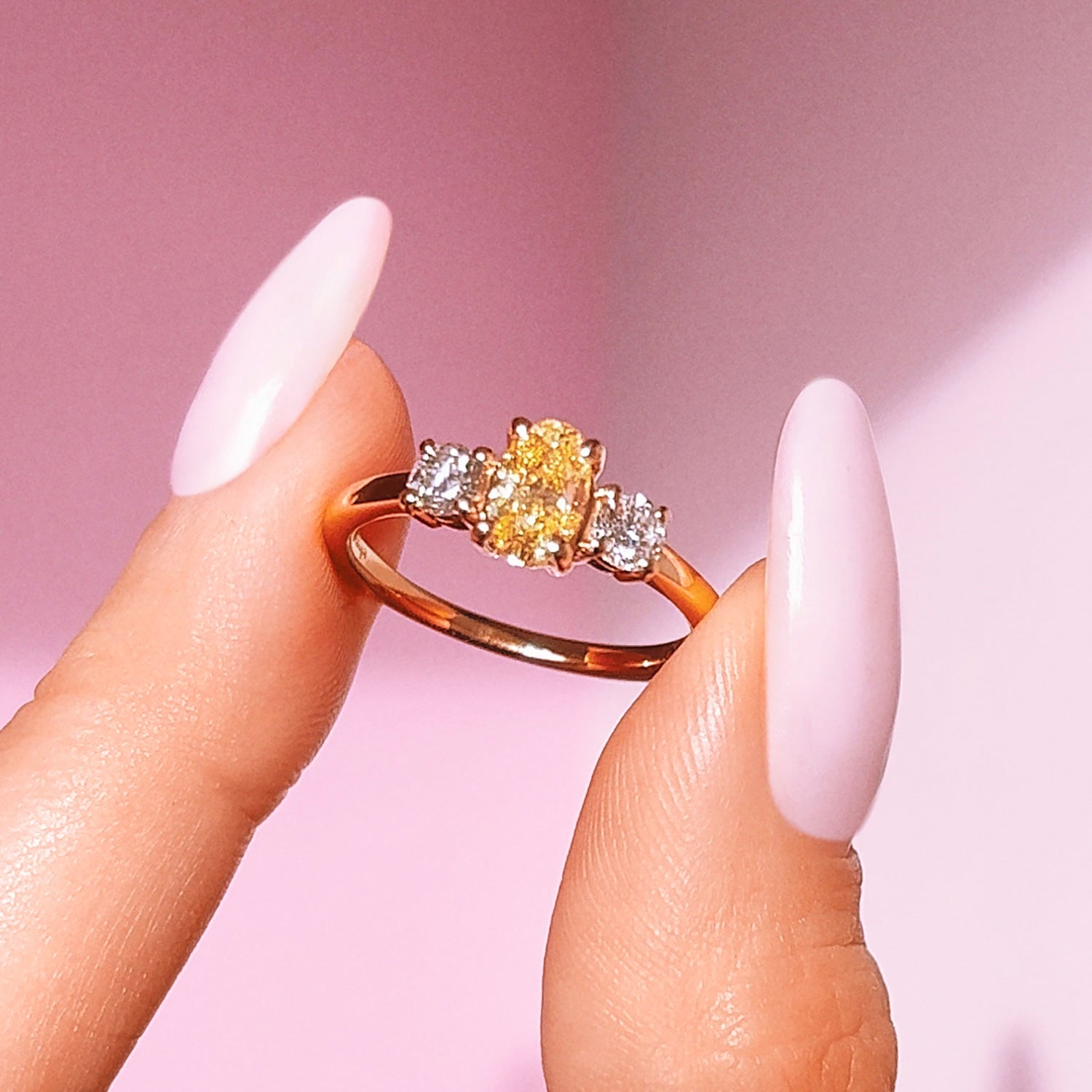 18ct gold 0.91ct yellow diamond three stone ring (made to order)