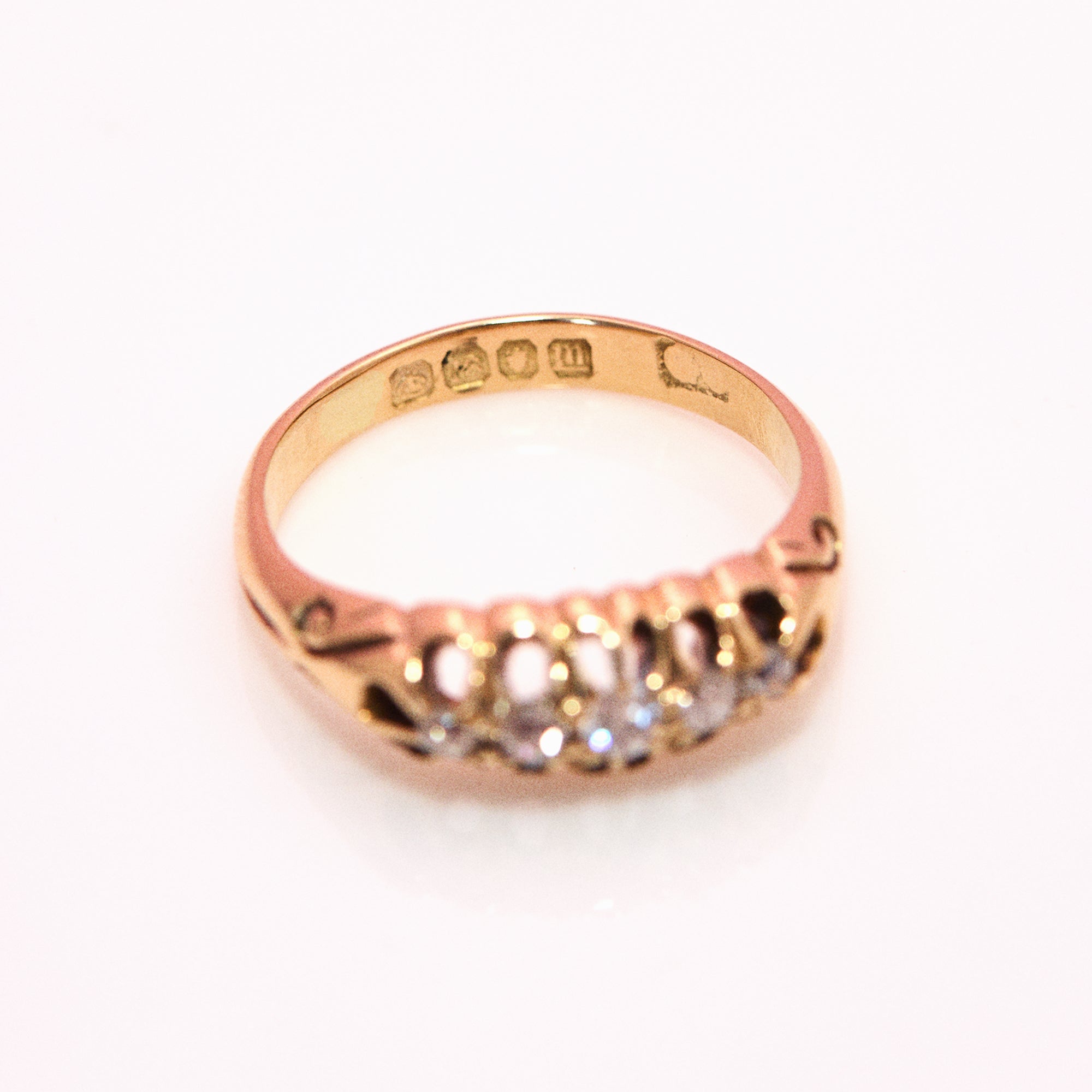 18ct gold diamond five stone ring from 1907