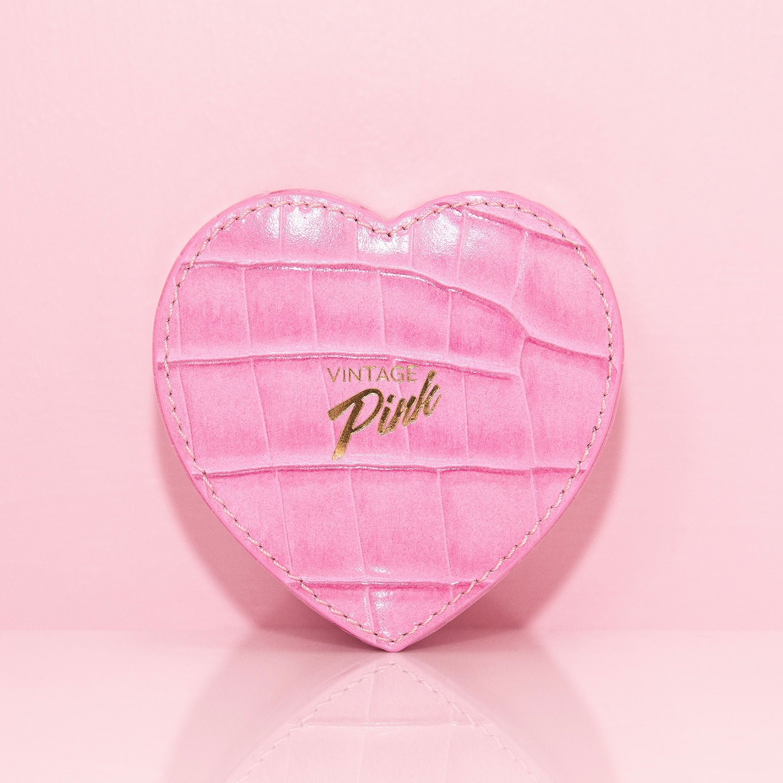 Heart-shaped pink faux croc and red velvet jewellery box (pre-order for Christmas)