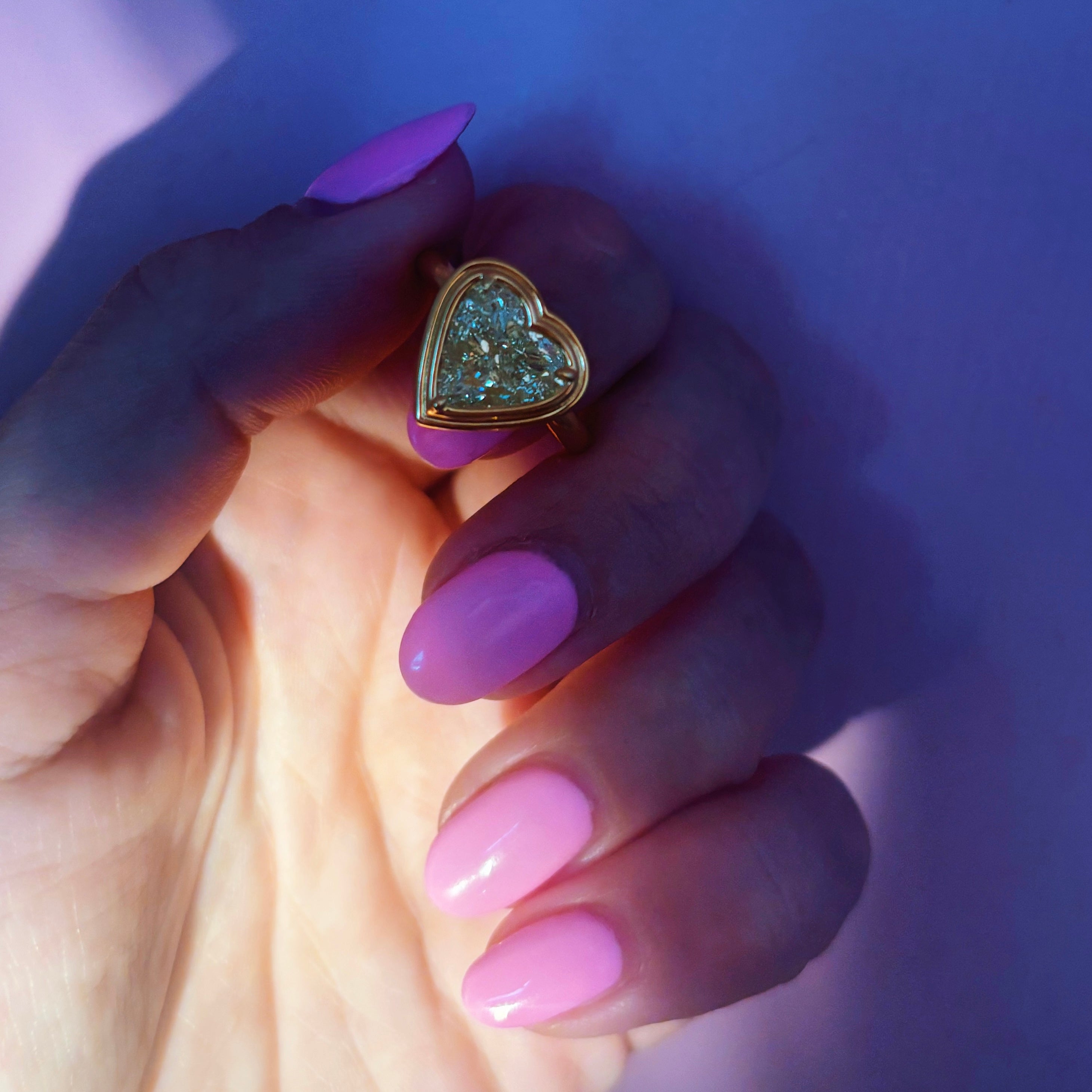 18ct gold bezel set fancy yellow 2.35ct heart-shaped diamond ring