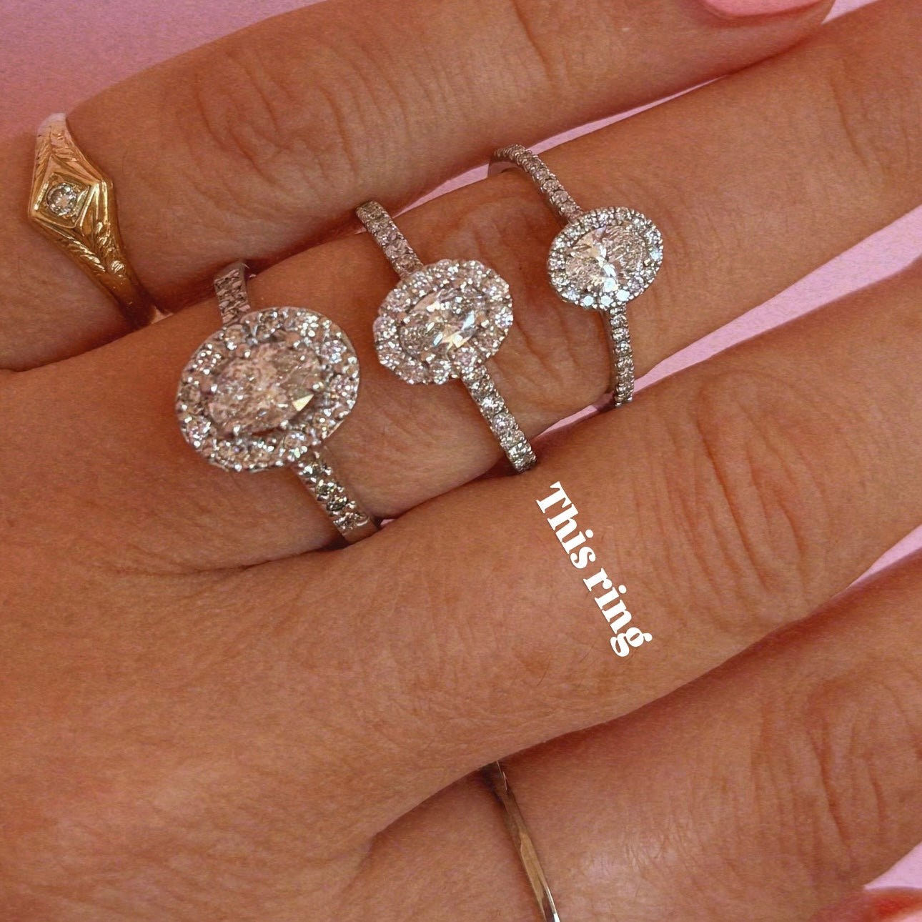 Platinum 0.62ct oval half-eternity diamond ring