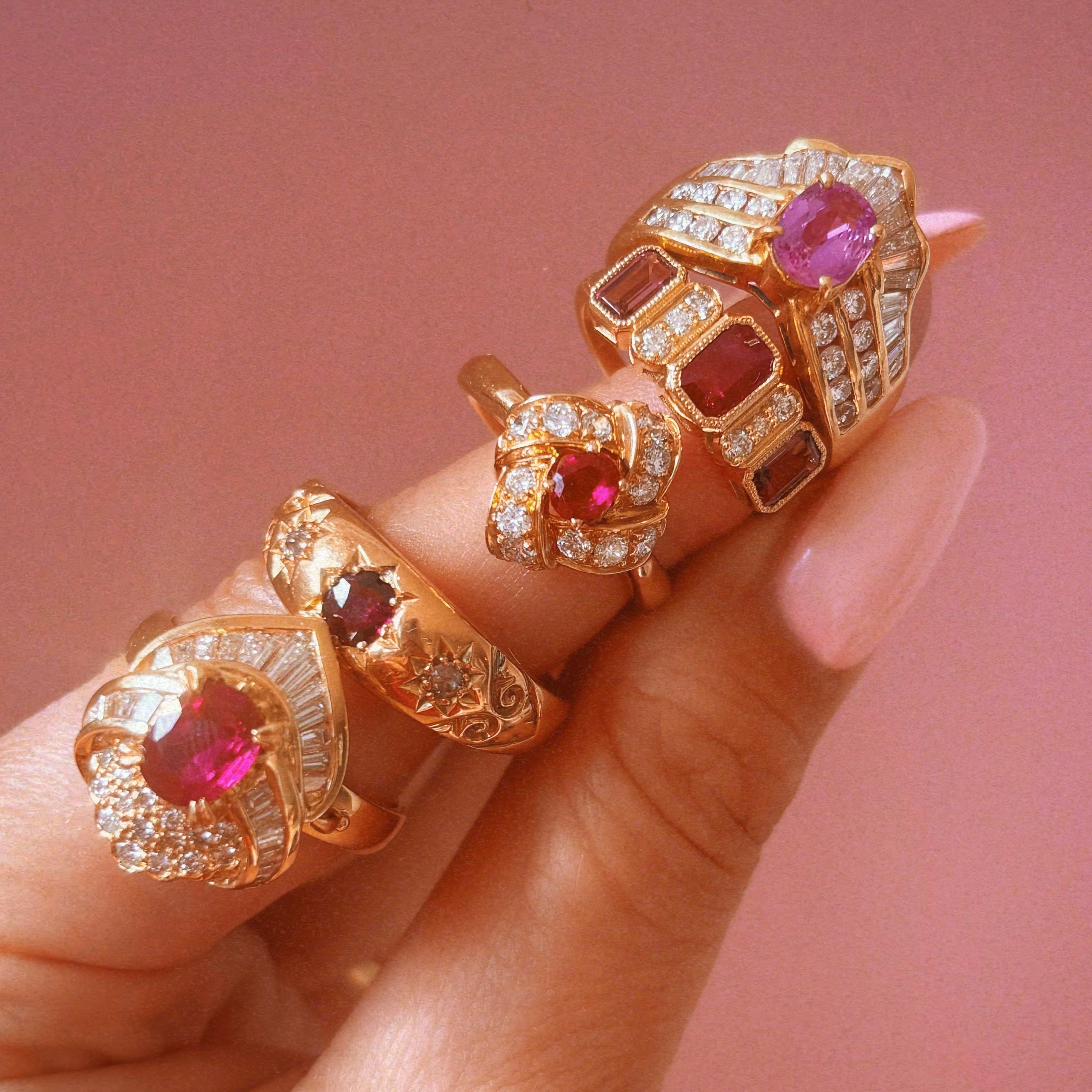 18ct gold ruby and diamond cluster ring