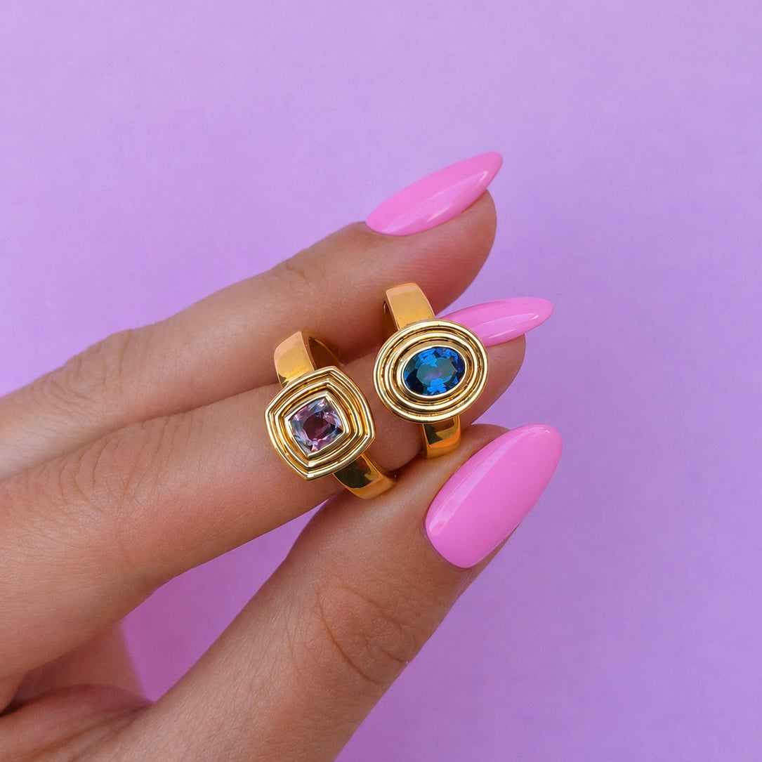 14ct gold sapphire bezel set ring