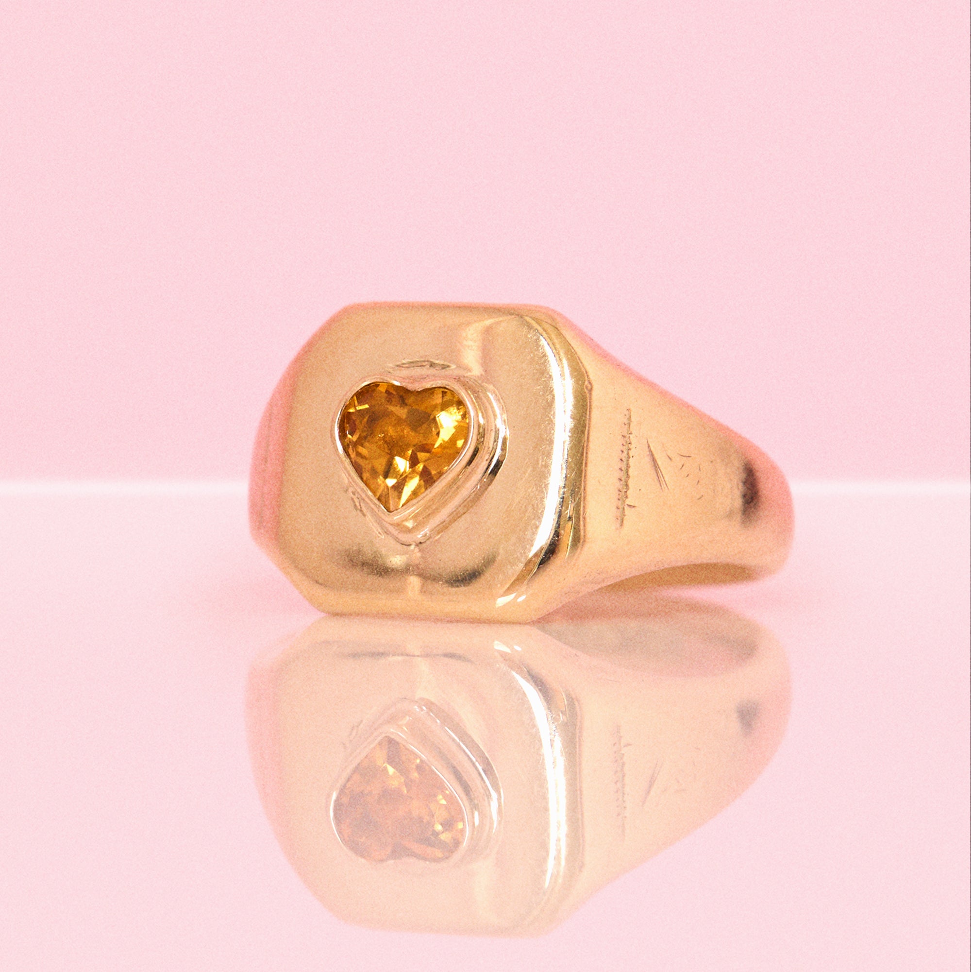 9ct gold heart shaped citrine signet ring (made to order)
