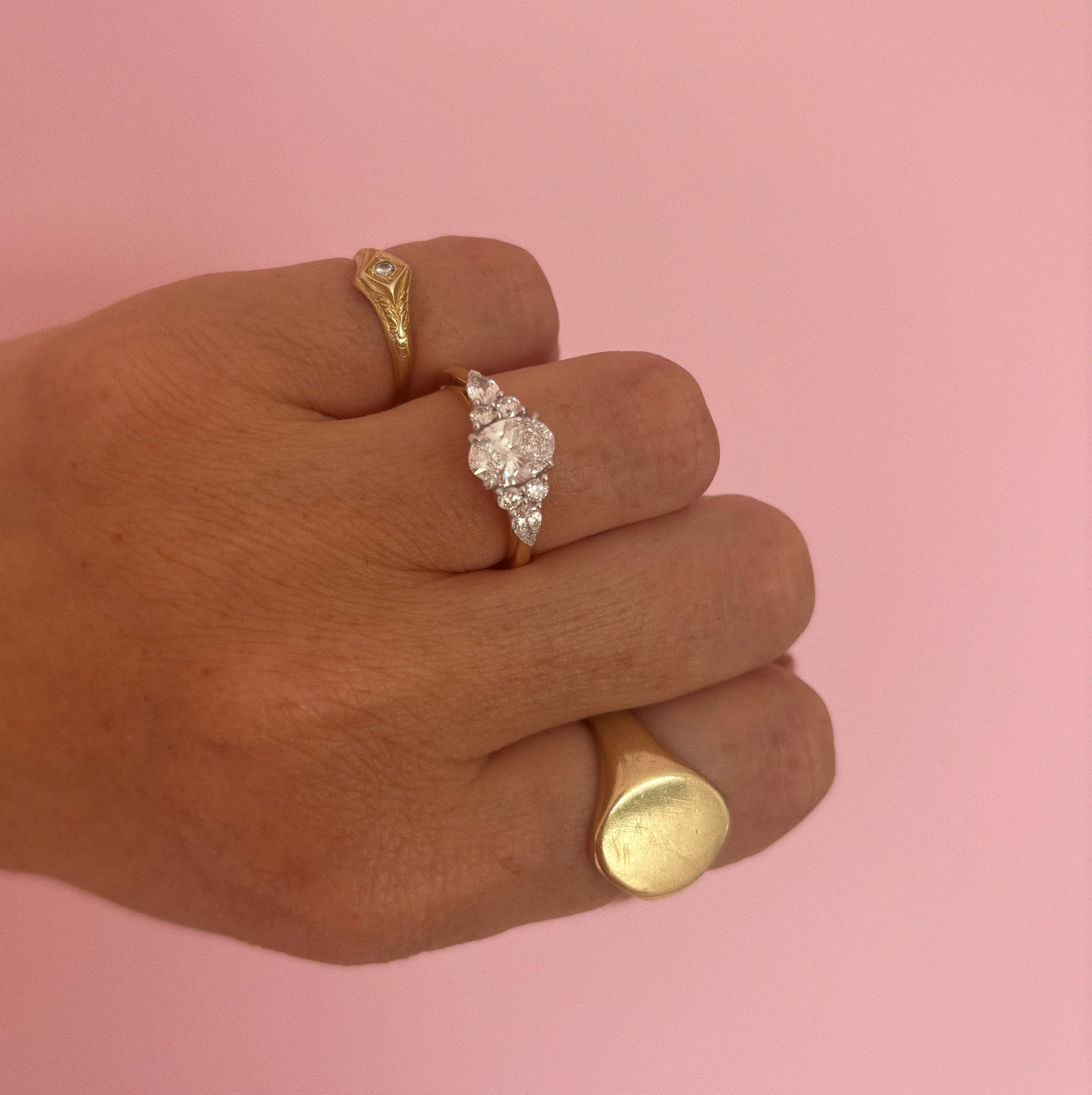 18ct gold diamond cluster ring with a 1ct centre stone (made to order)