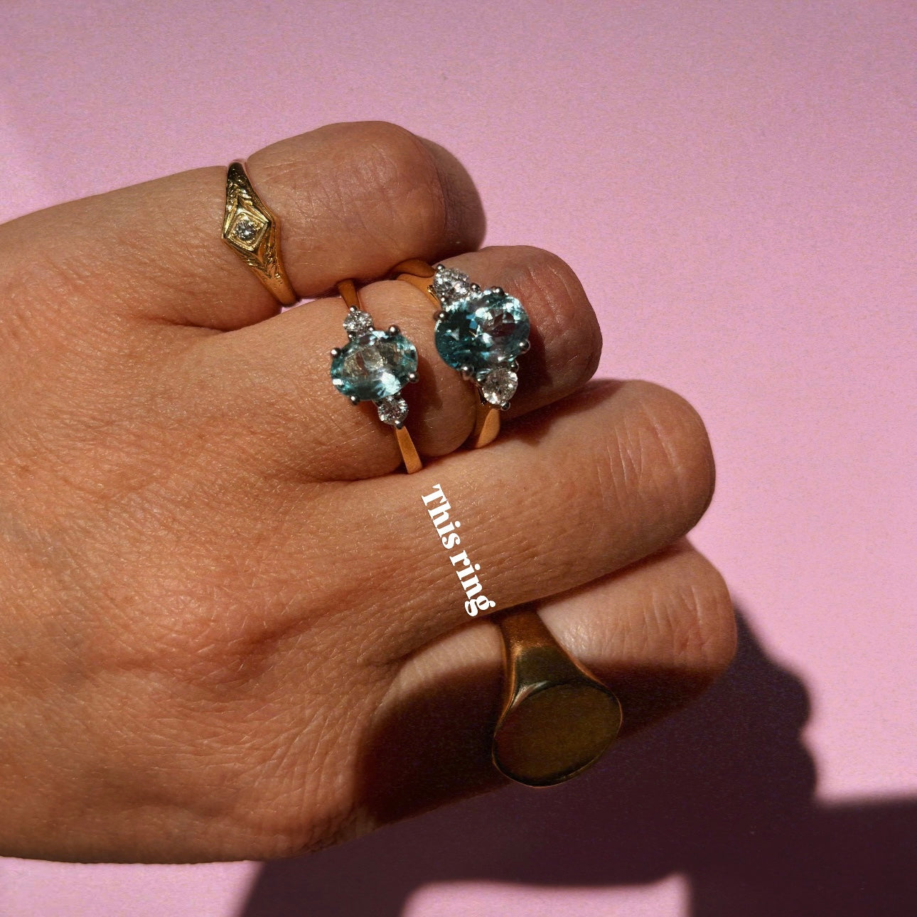 18ct gold 1.08ct aquamarine and diamond three stone ring (made to order)
