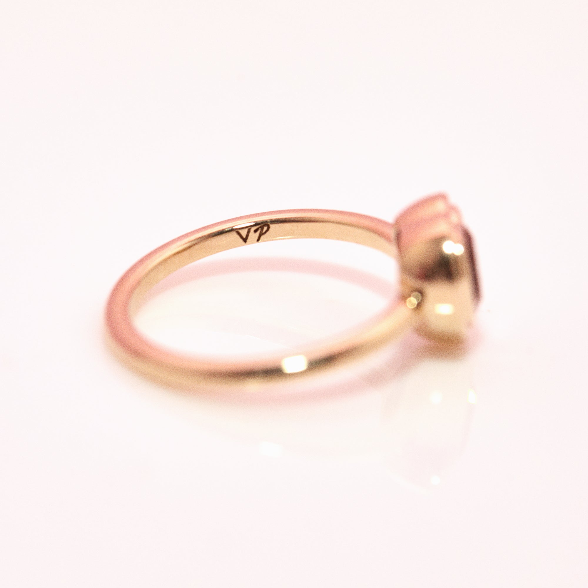 18ct gold double bezel set watermelon tourmaline ring (made to order)