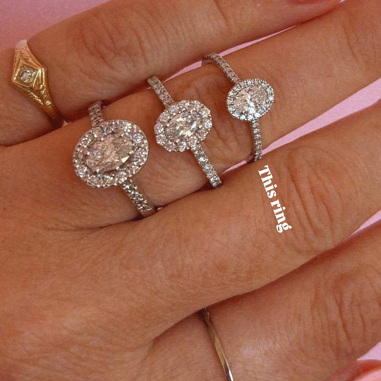 18ct white gold 0.50ct oval half-eternity diamond ring