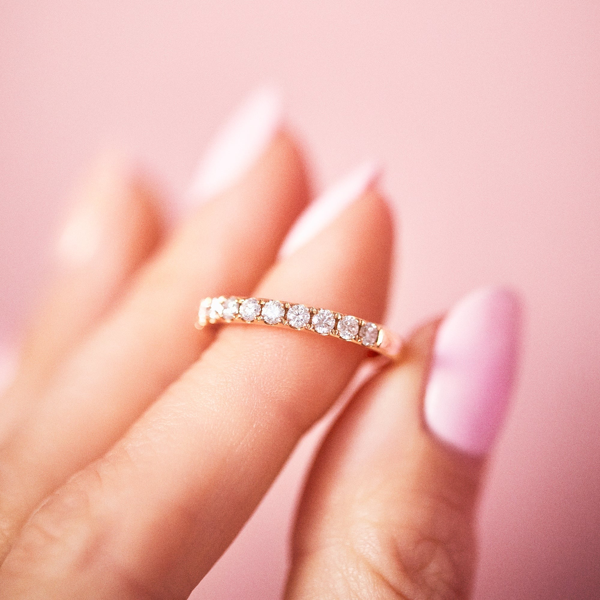 9ct gold 0.50ct diamond half-eternity ring