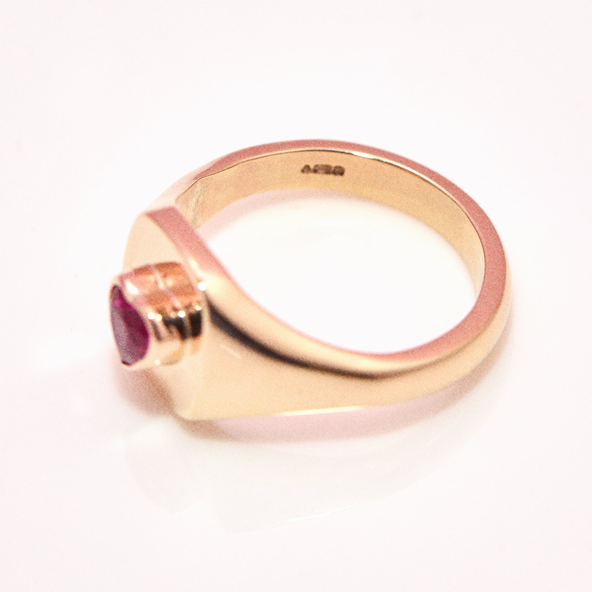 9ct gold heart shaped ruby signet ring (made to order)