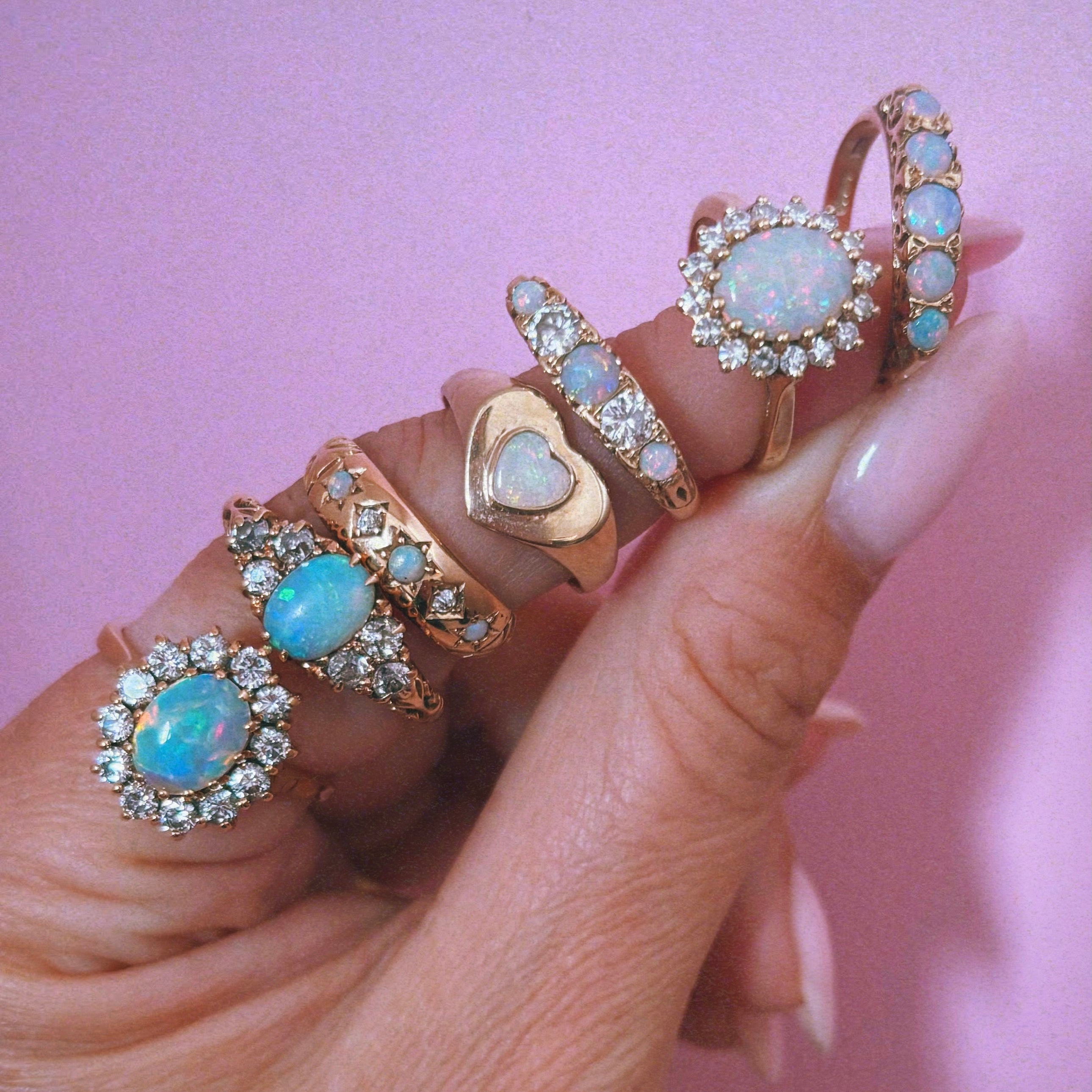 18ct gold opal and diamond Edwardian eye ring