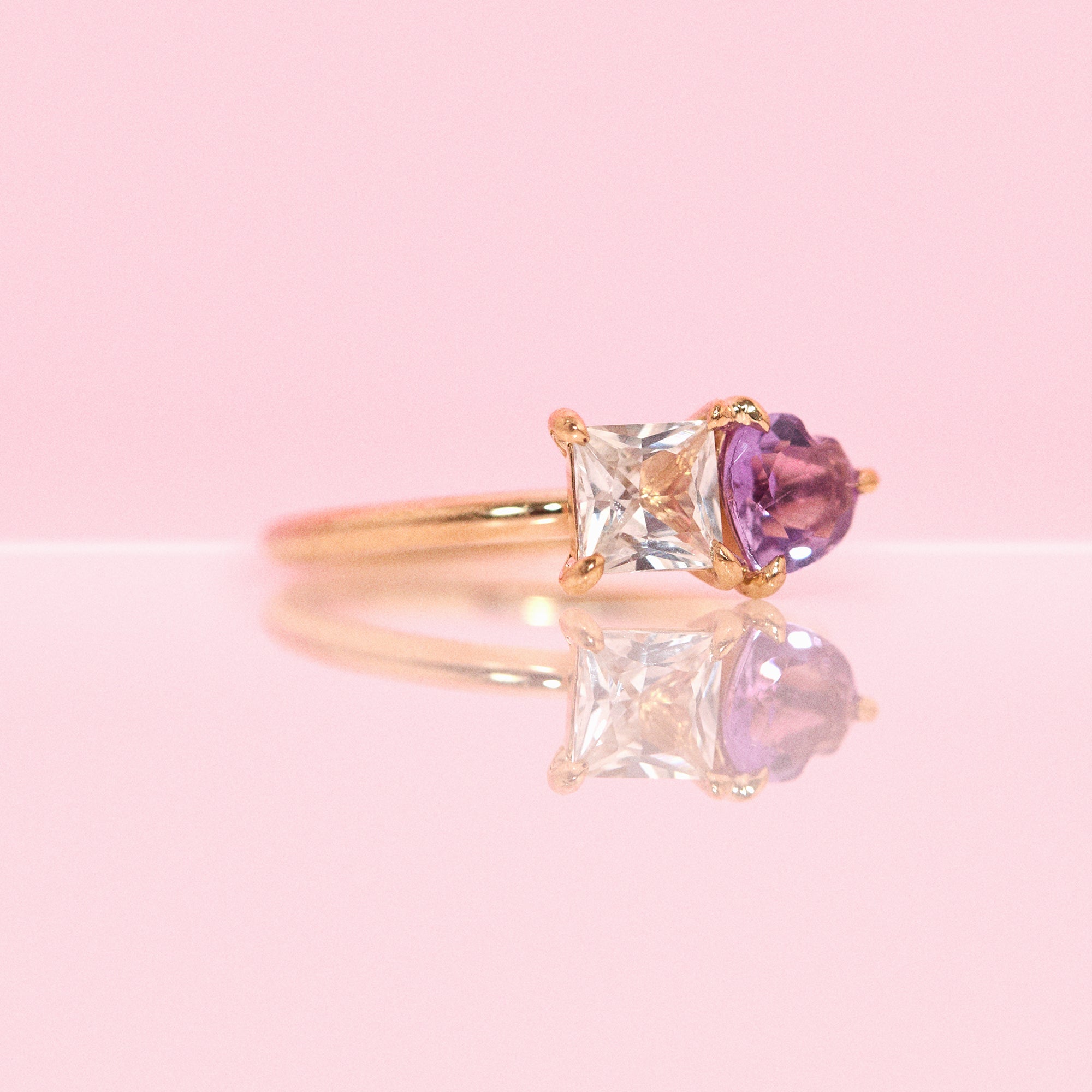 9ct gold ‘toi et moi’ amethyst and white sapphire ring (made to order)