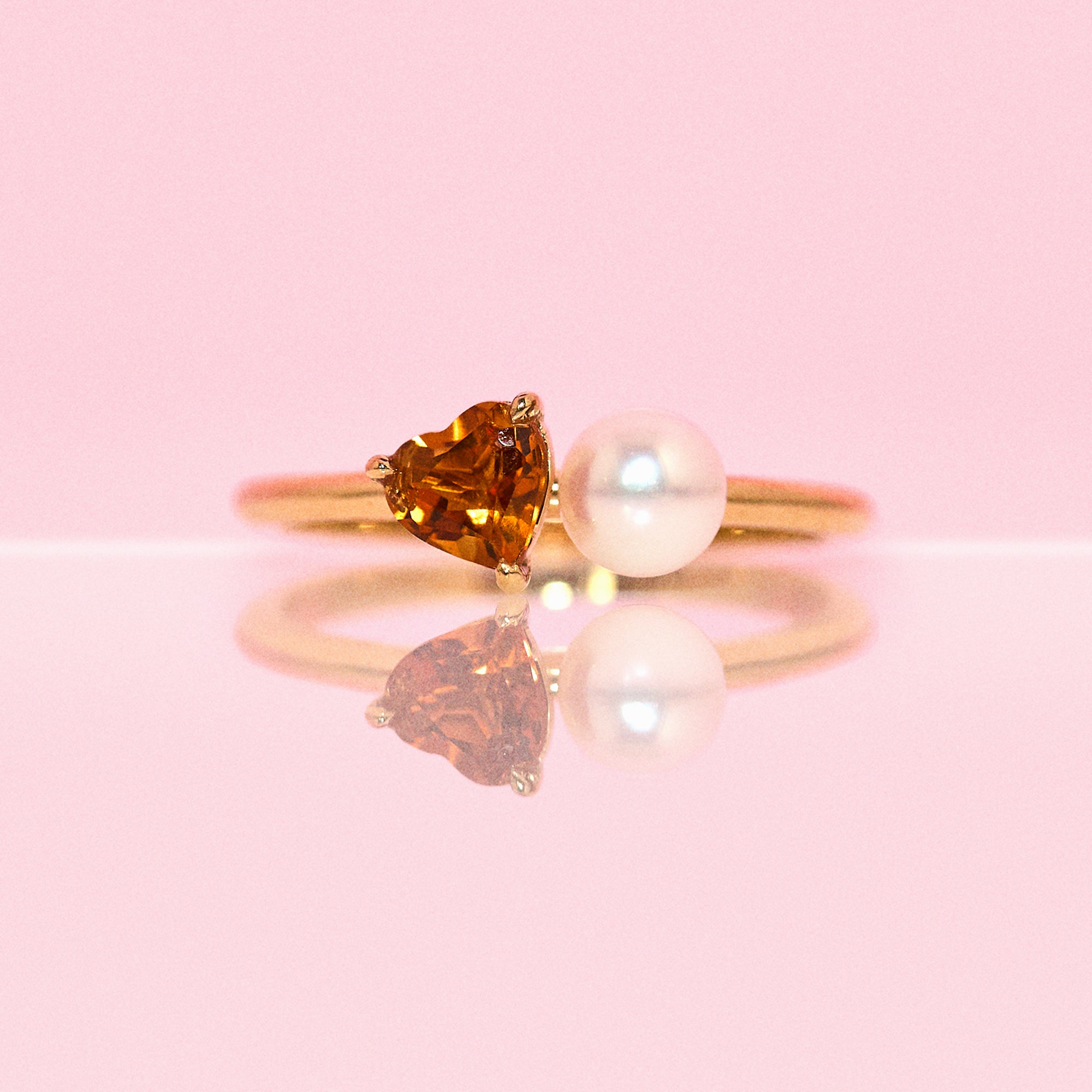 18ct gold ‘toi et moi’ pearl and citrine ring (made to order)