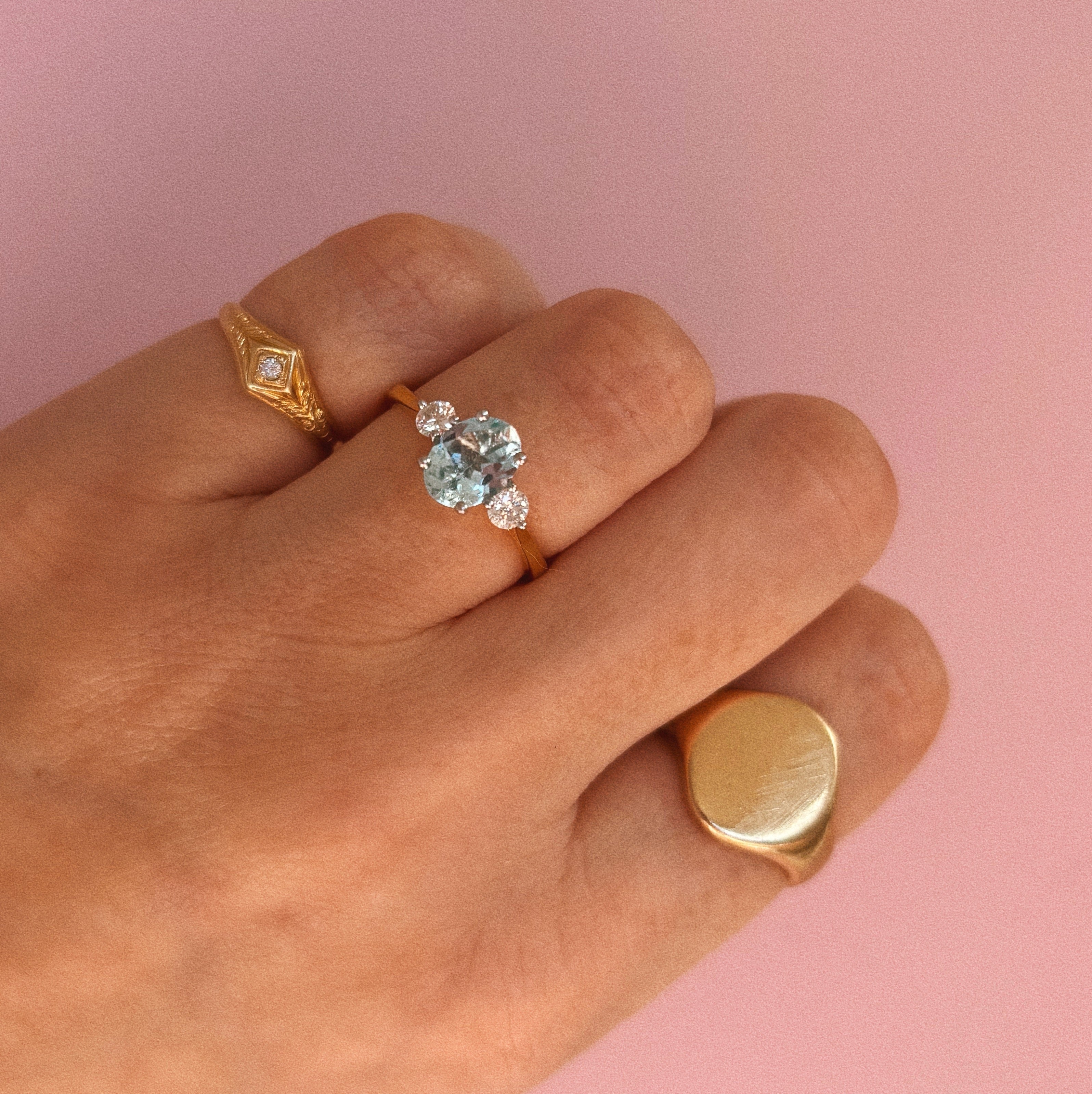 18ct gold aquamarine ring with various birthstone options (made to order)