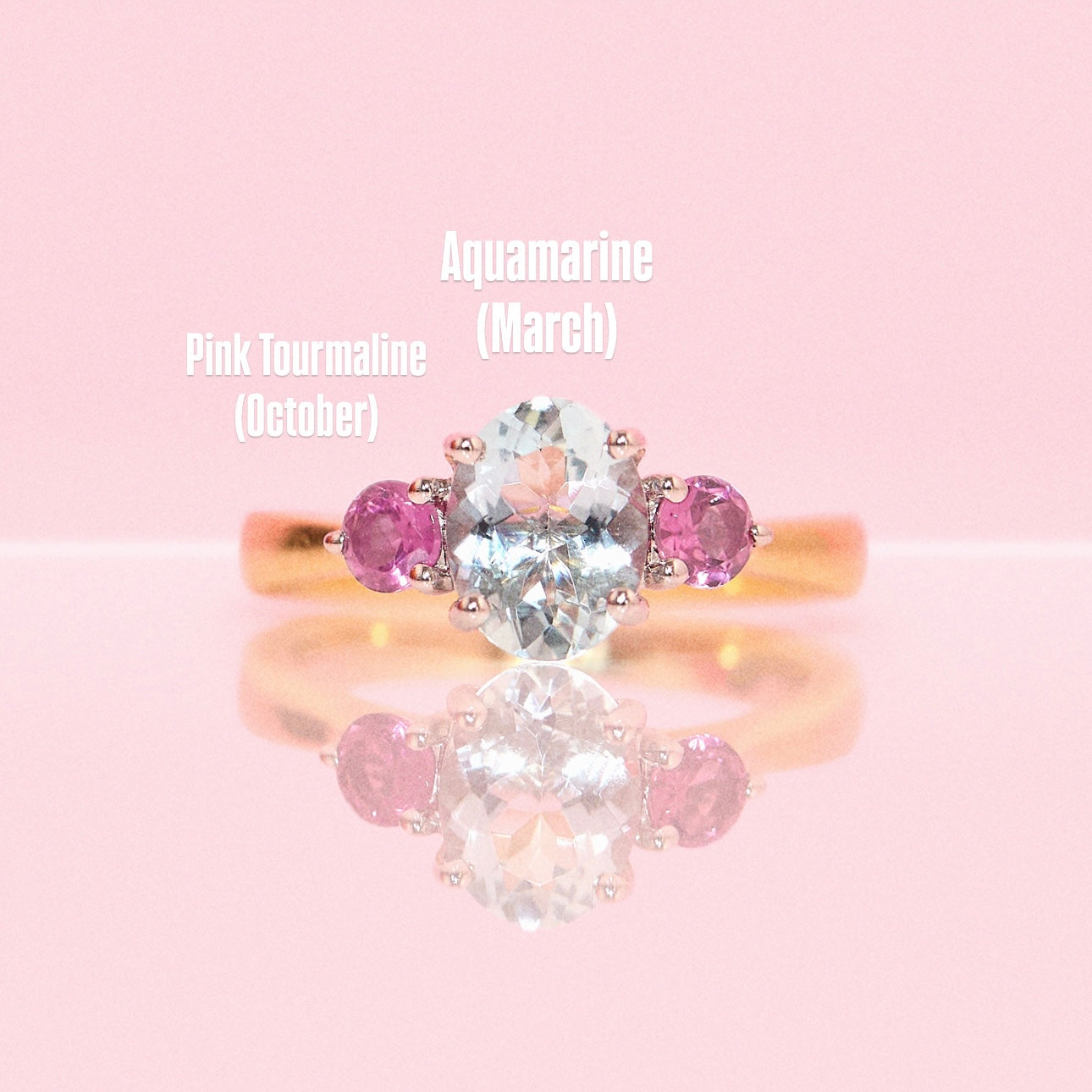 18ct gold aquamarine ring with various birthstone options (made to order)